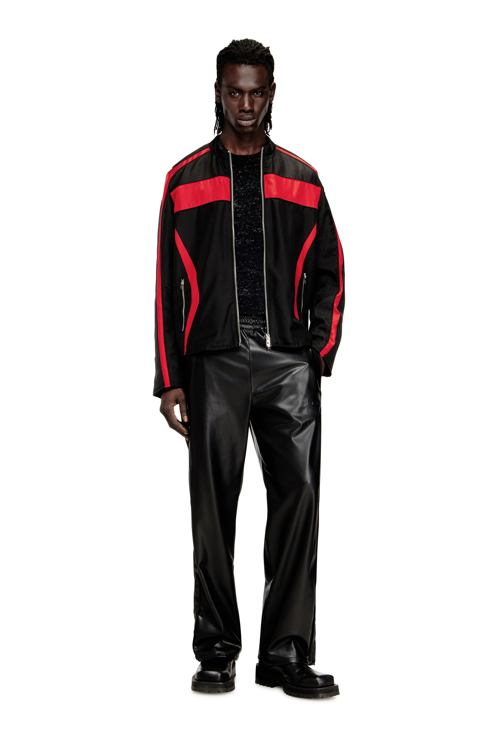 Men's Biker jacket in colour-block canvas | Multicolor | Diesel