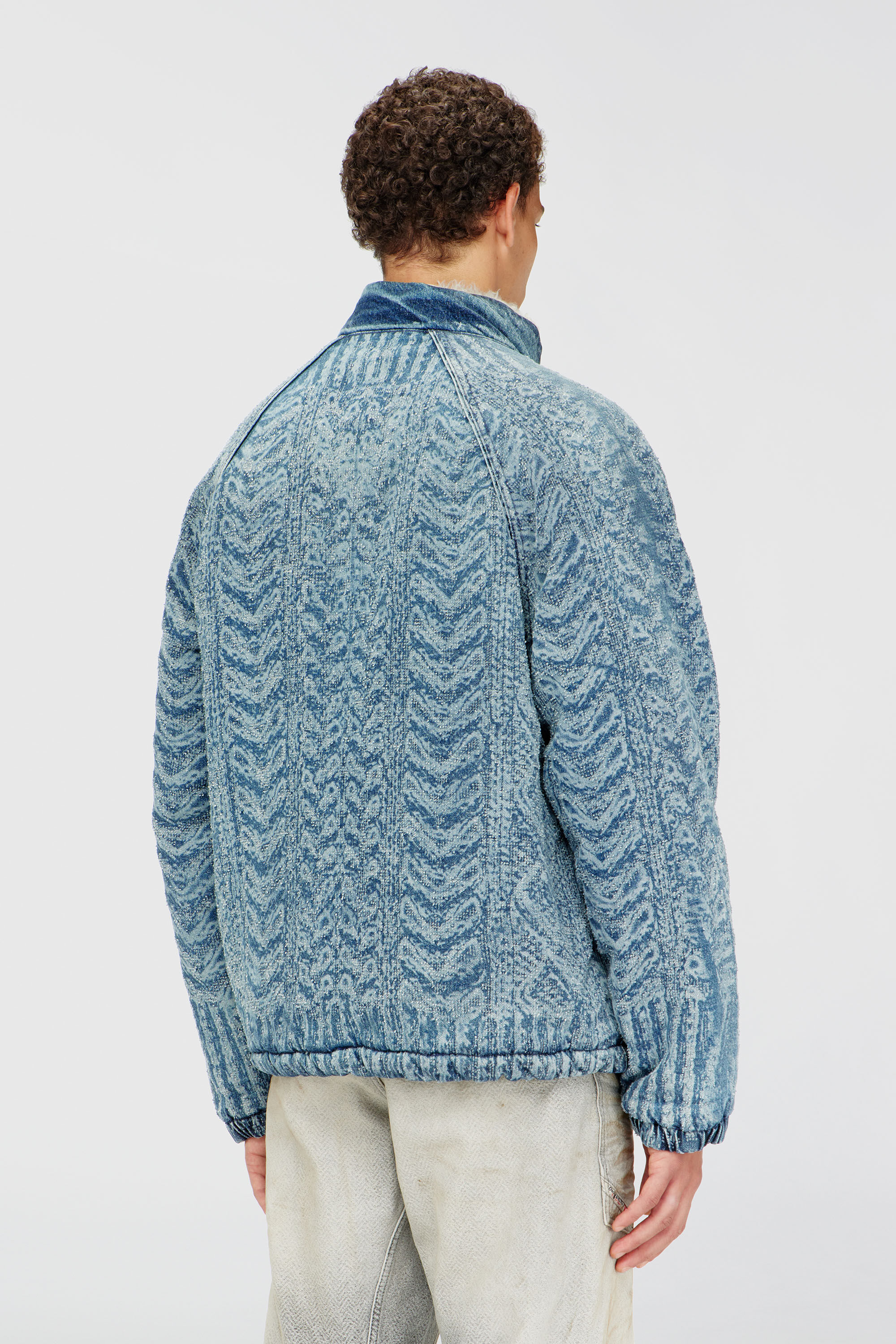 Men's Jacket in cable-knit-effect denim | Blue | Diesel TR