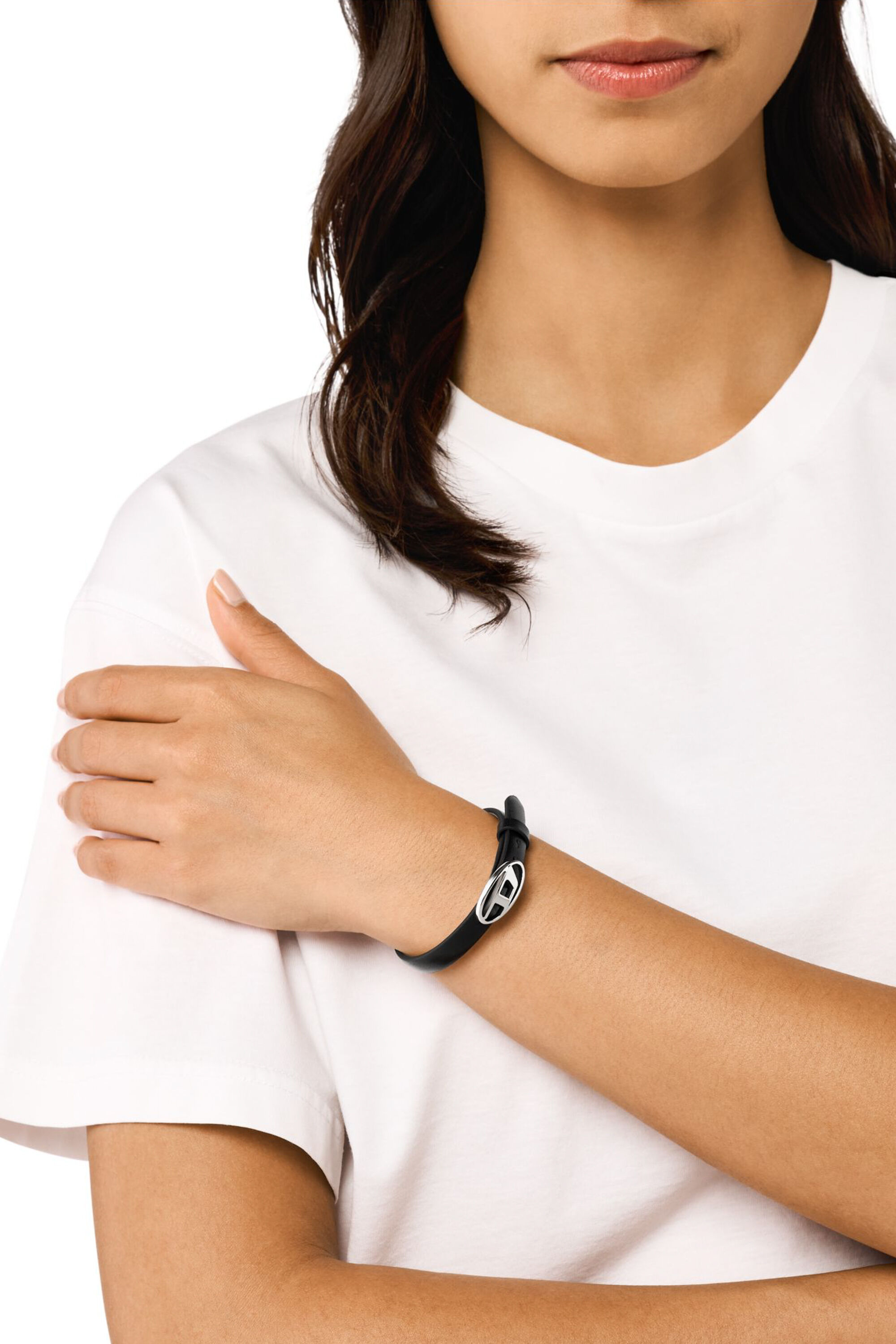 Diesel black leather bracelet on sale
