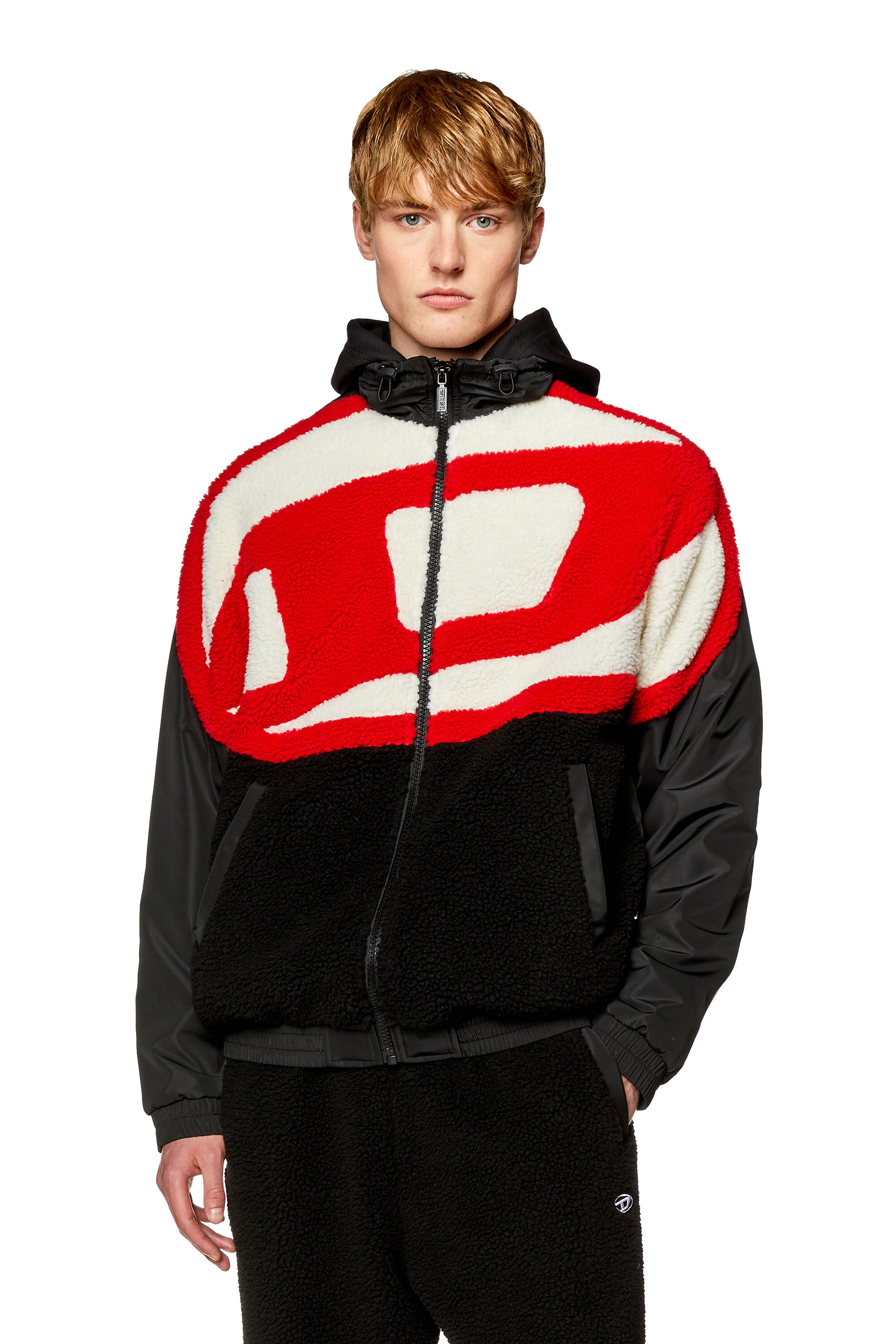 Men's Track jacket in nylon and teddy fleece | S-OVADY Diesel