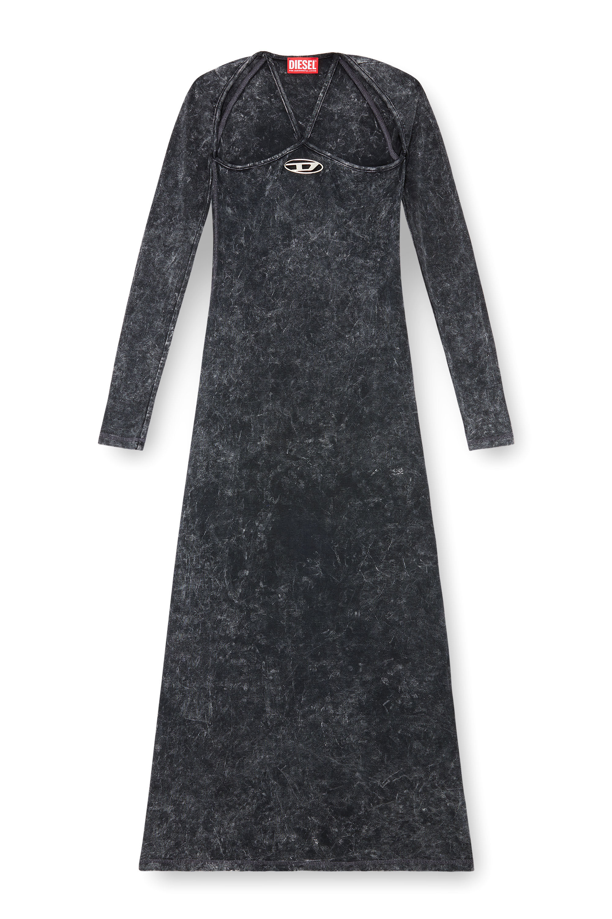 Women's Long dress with marbled effect | Black | Diesel Women's Long dress with marbled effect | Black | Diesel