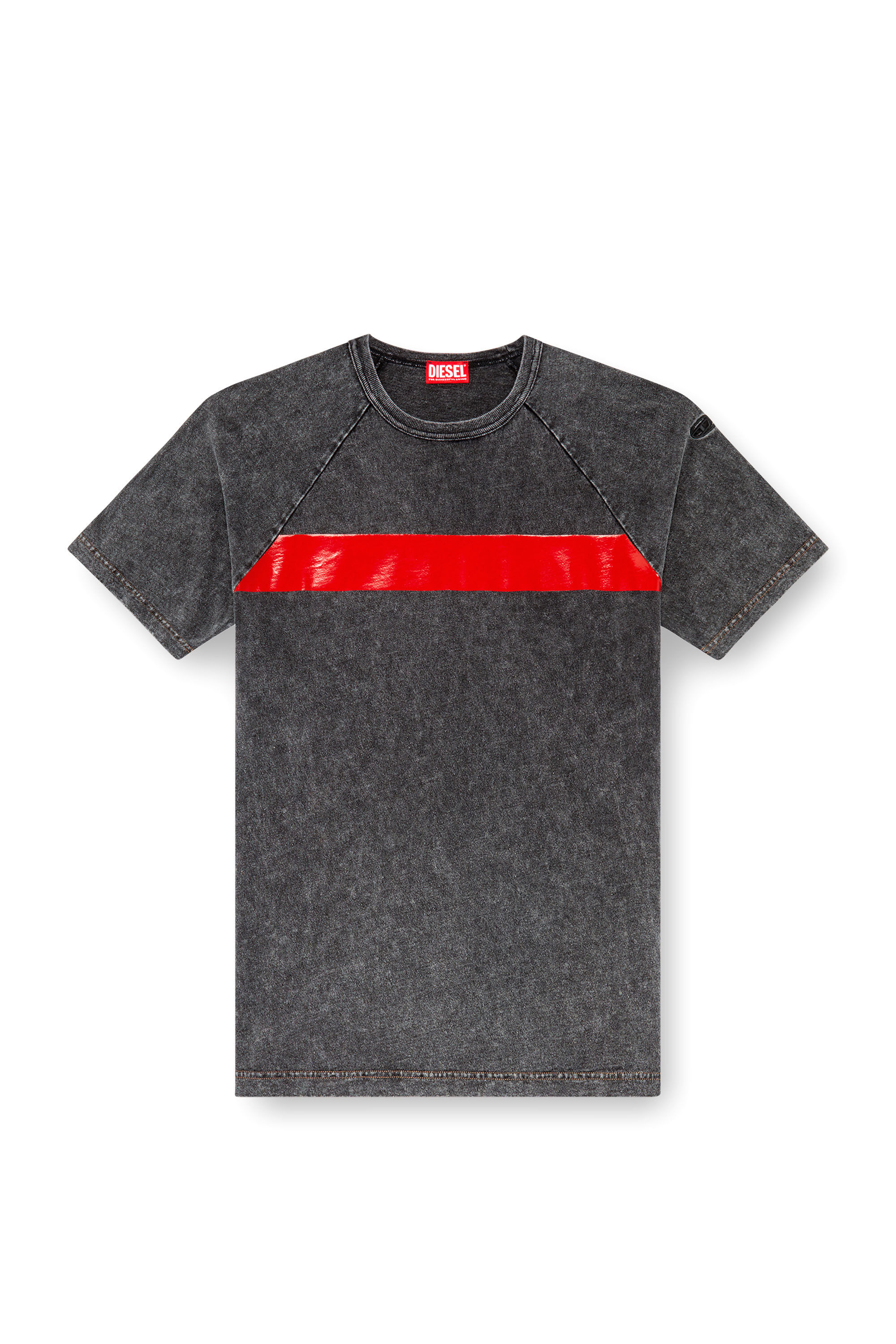 Men's Marble-effect T-shirt with glossy band | Black | Diesel
