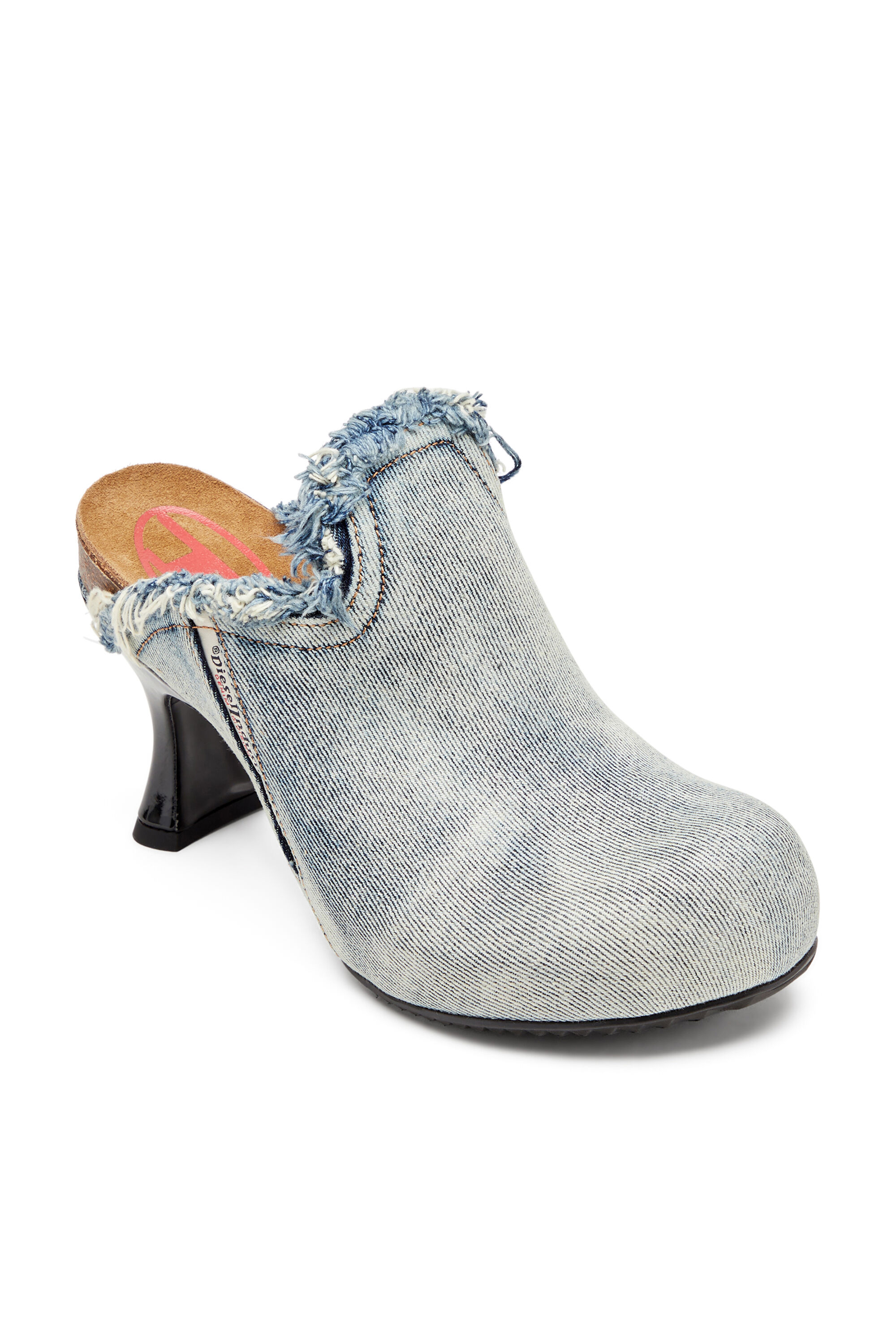 Women's D-Woodstock-Frayed denim mules | Blue | Diesel