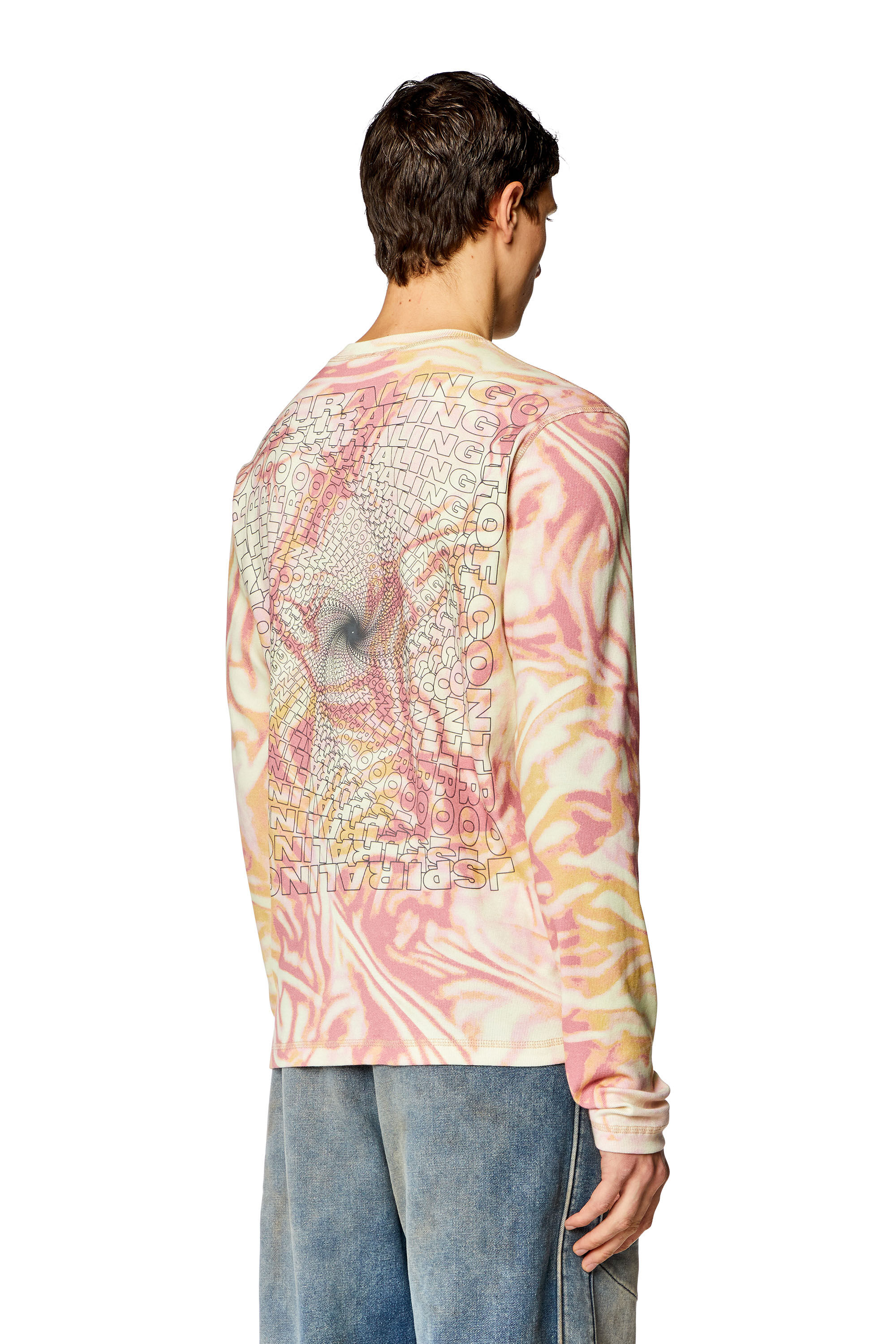 Diesel - T-SER, Man's Ribbed top with zebra-utilitarian print in Face Powder - 4