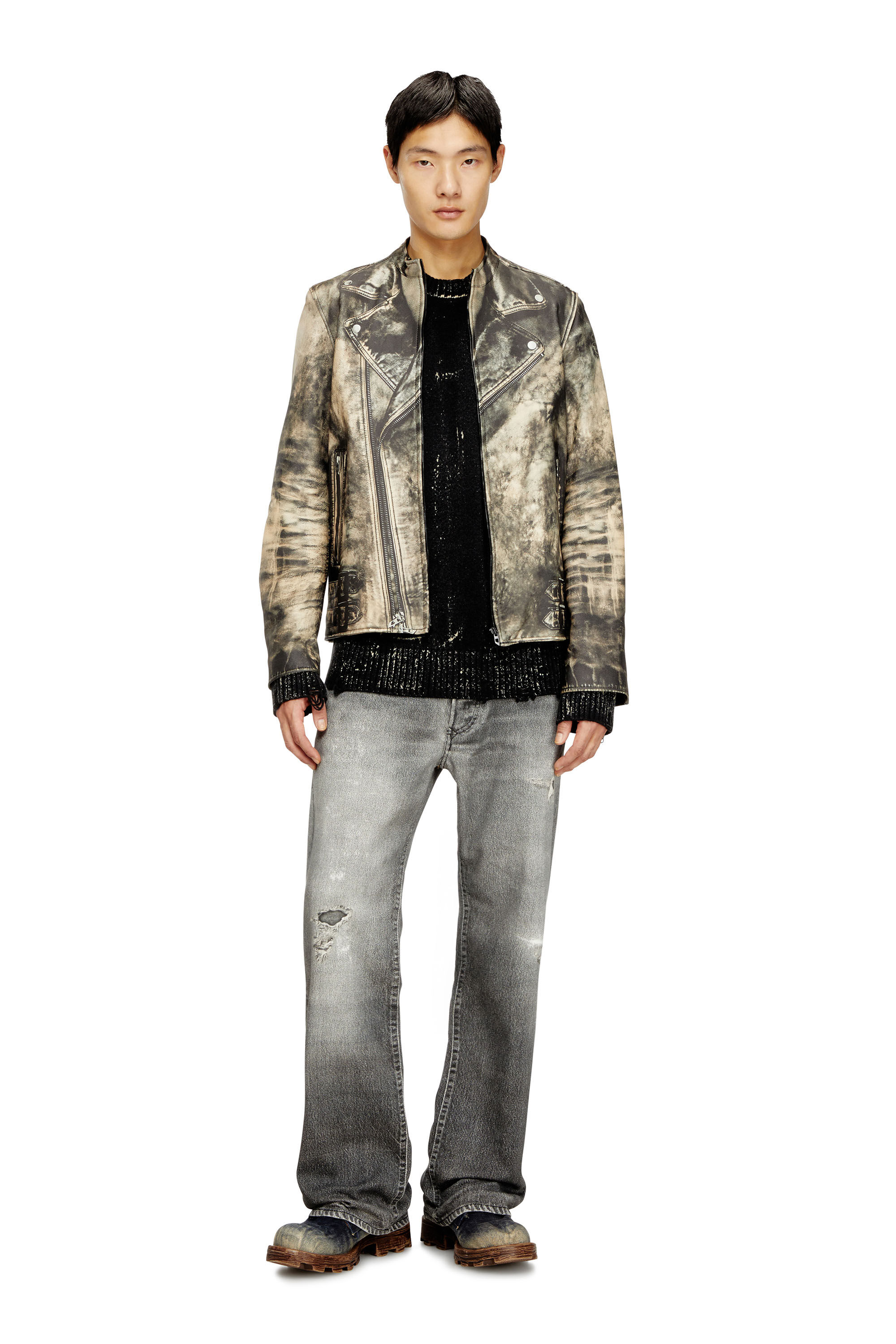 Men's Distressed jumper in wool blend | Black | Diesel