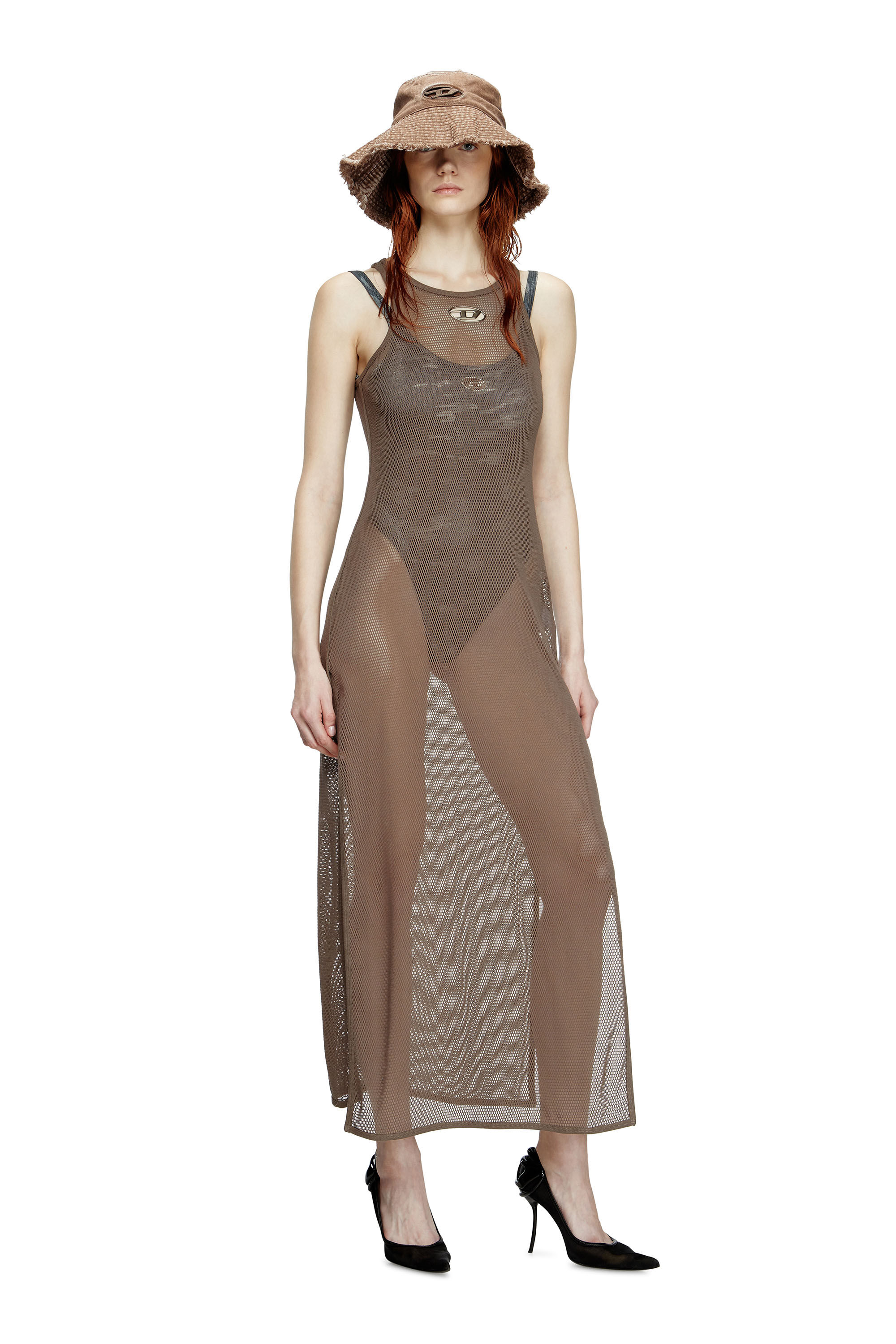 Diesel - JENNIFER-UTLT, Woman's Mesh beach cover-up in Brown - 1