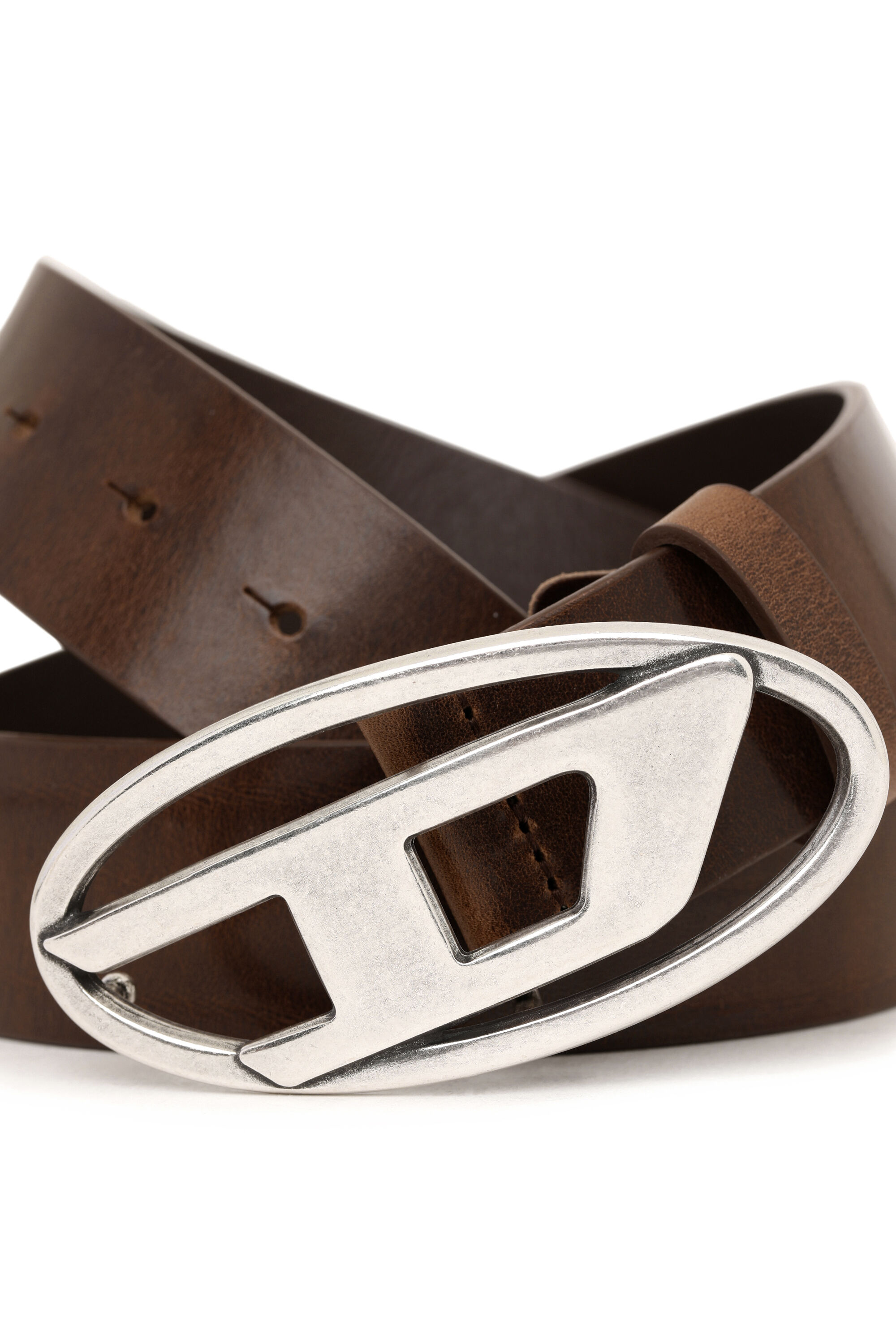 B-1DR: Leather Belt with silver D logo buckle | Diesel