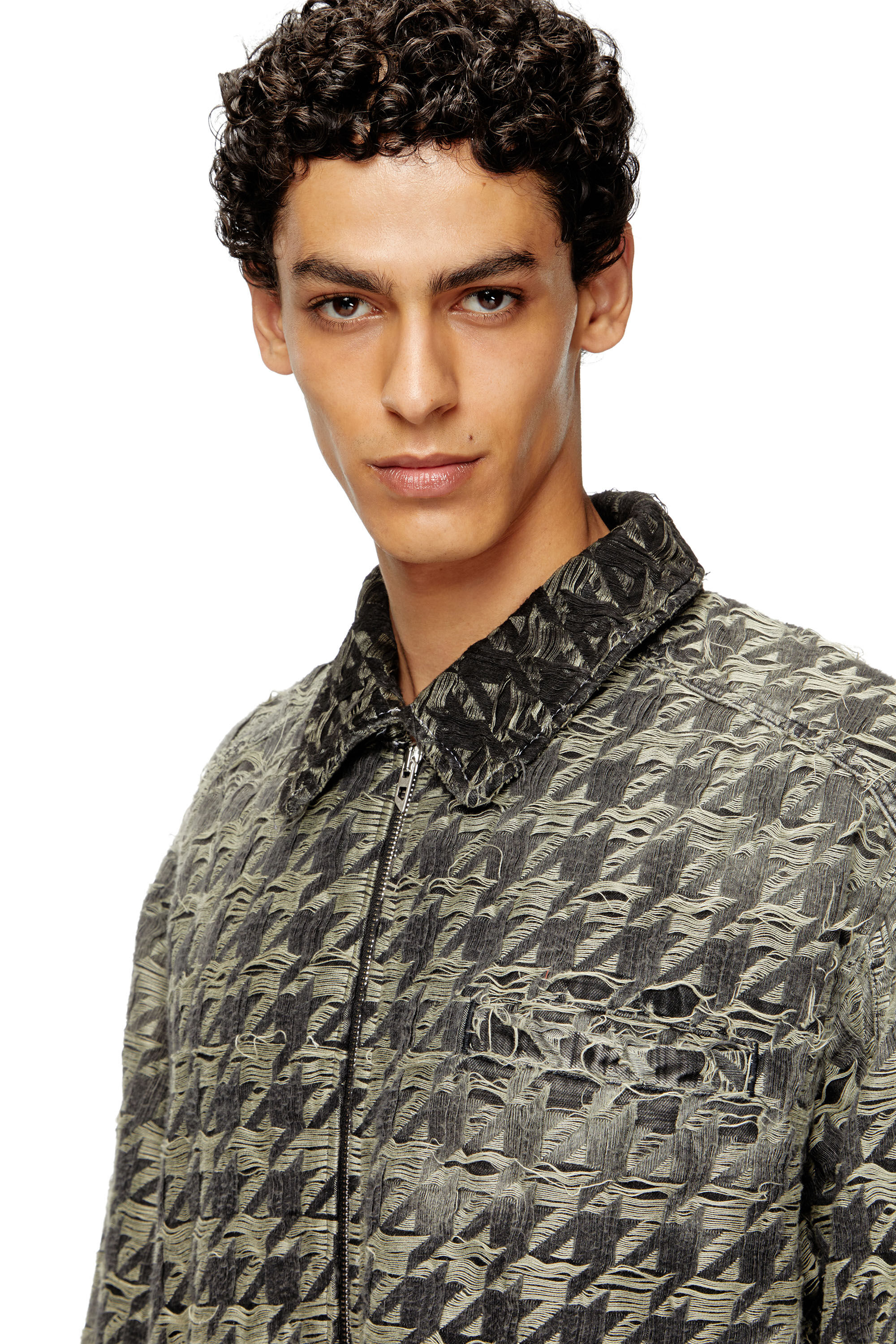 Diesel - D-ELMO-FSH, Man's Jacket in houndstooth-weave denim in Black - 5