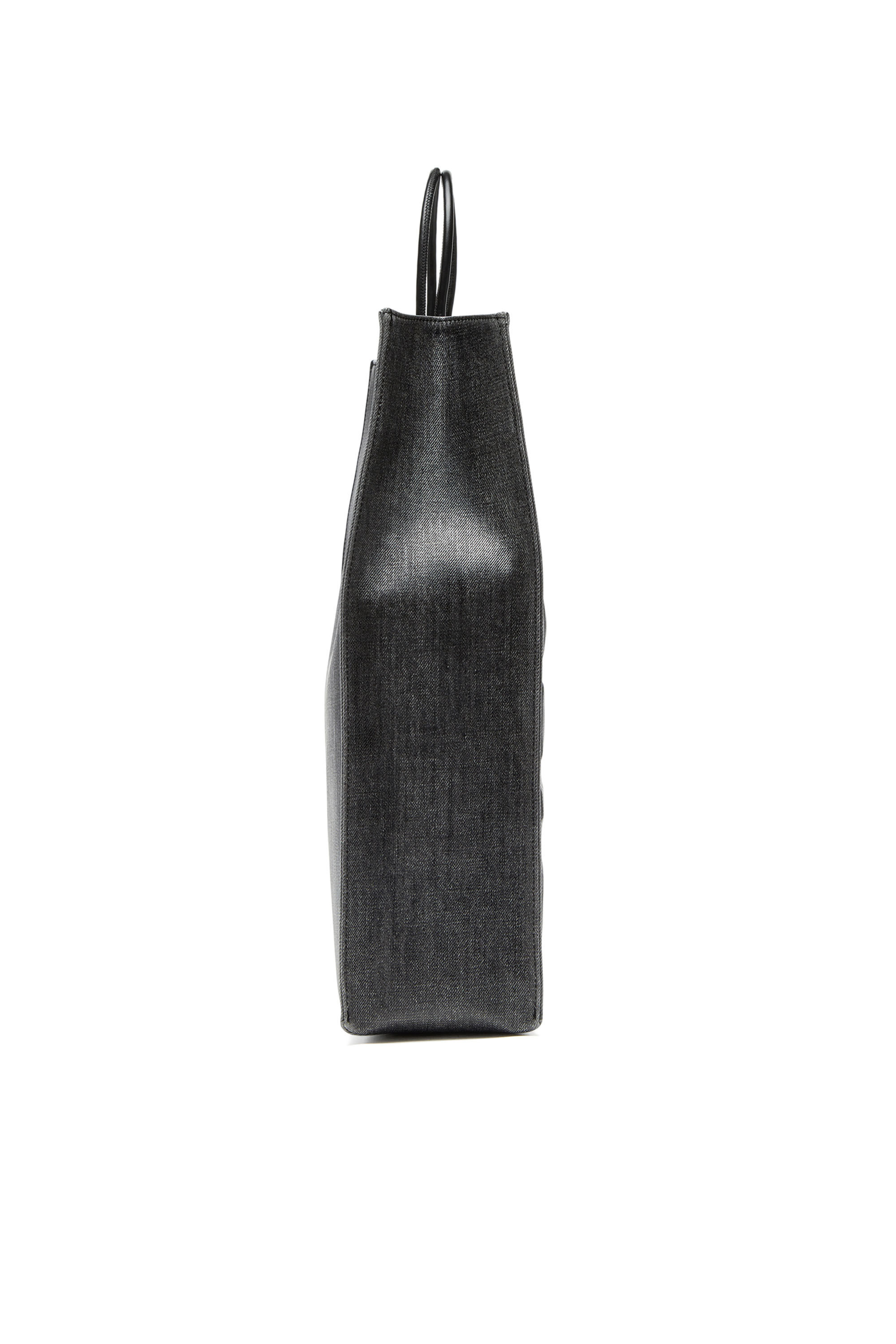 Men's Dsl 3D L-Large tote bag in coated solarised denim | Black | Diesel