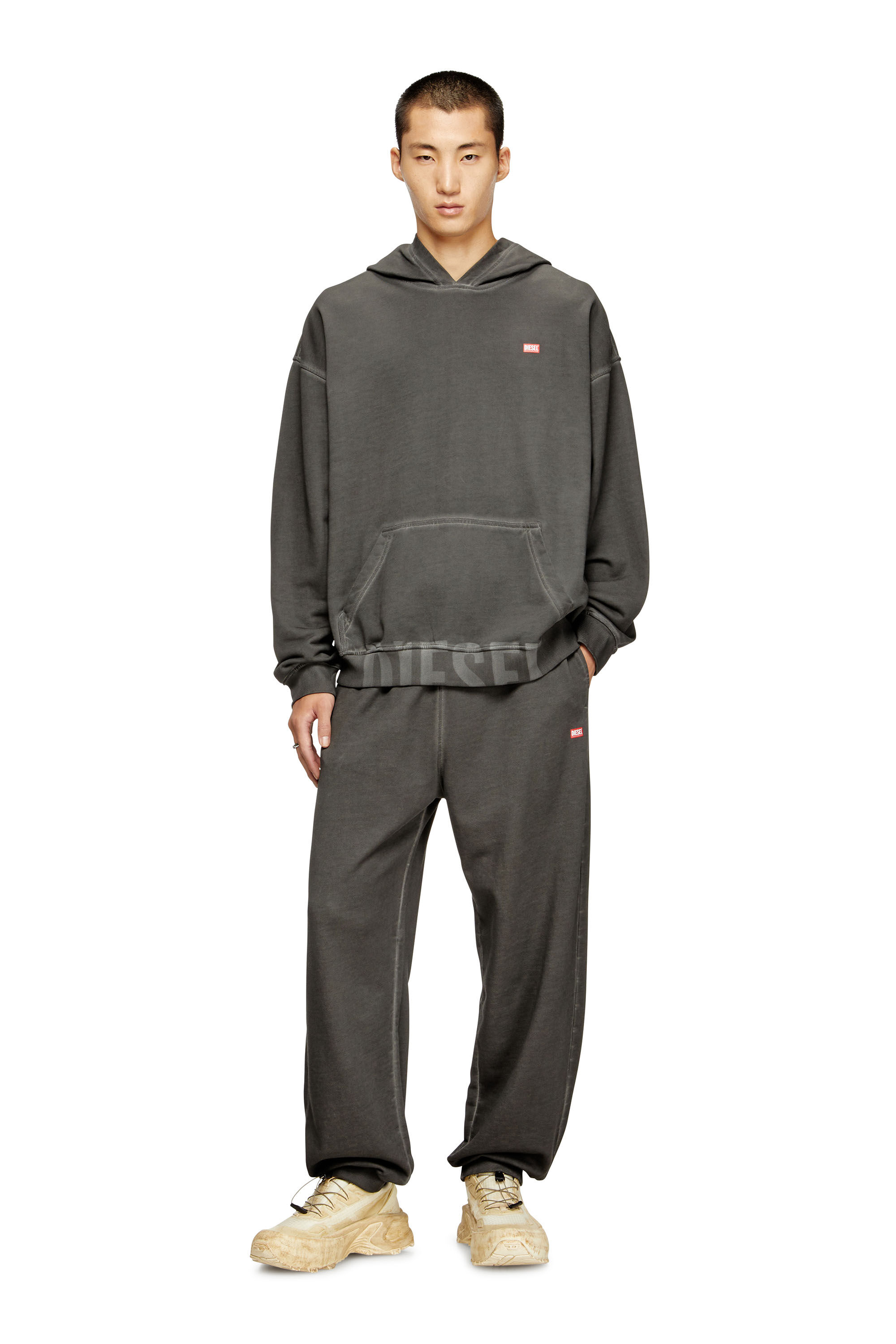 Men's Cotton hoodie with kangaroo pocket | Grey | Diesel