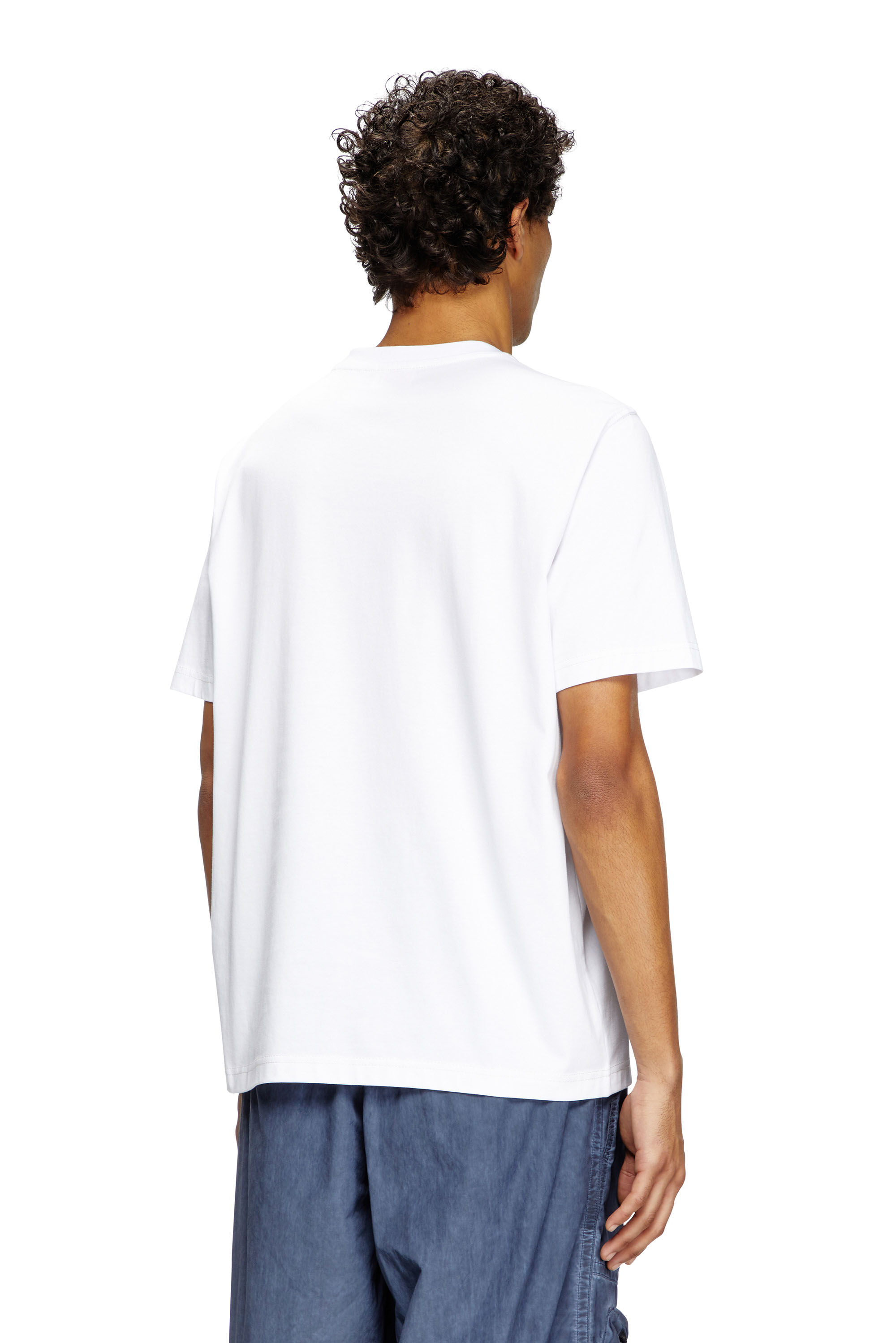Men's T-shirt with distressed flocked logo | White | Diesel
