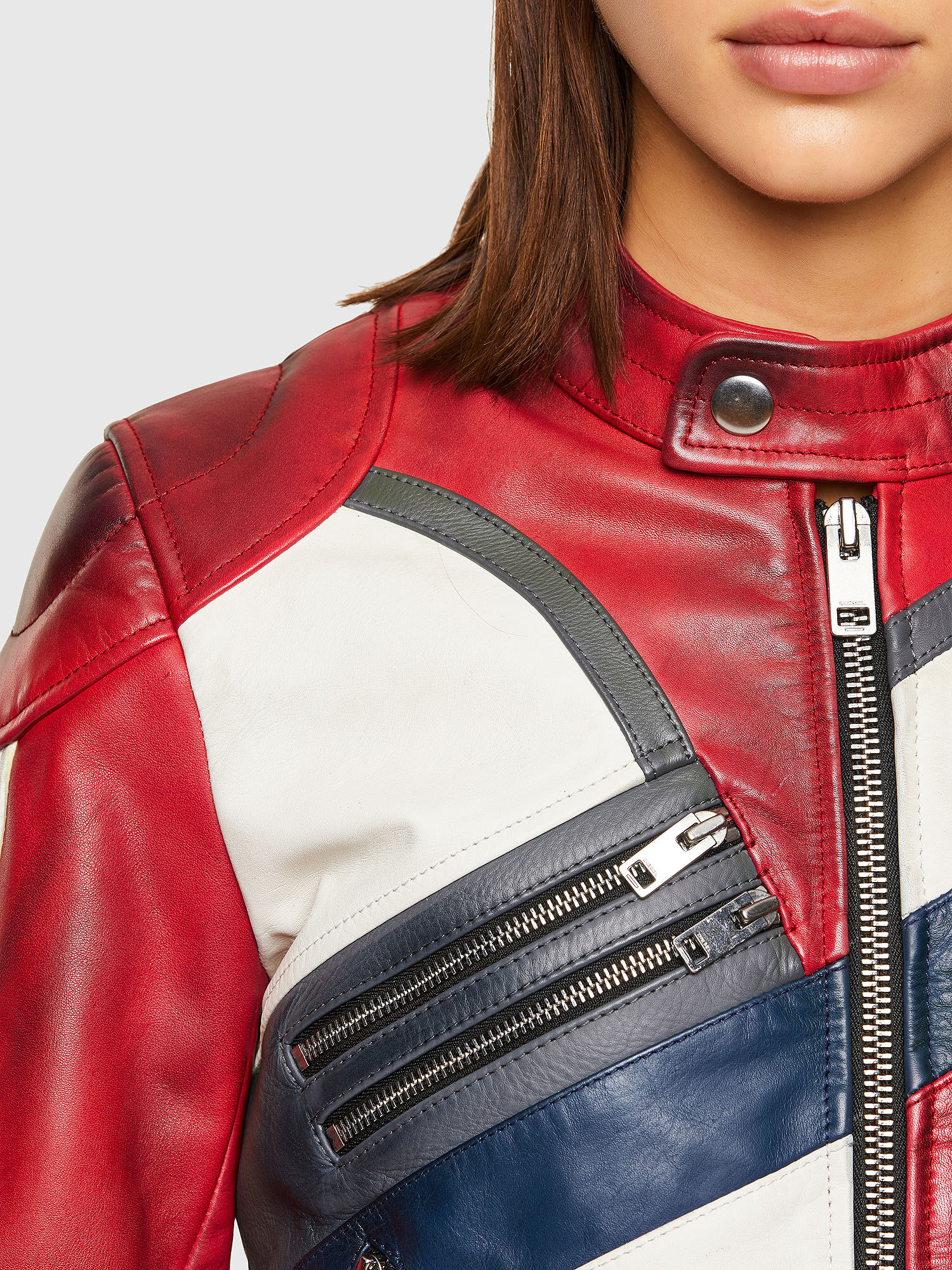 Diesel red leather jacket clearance