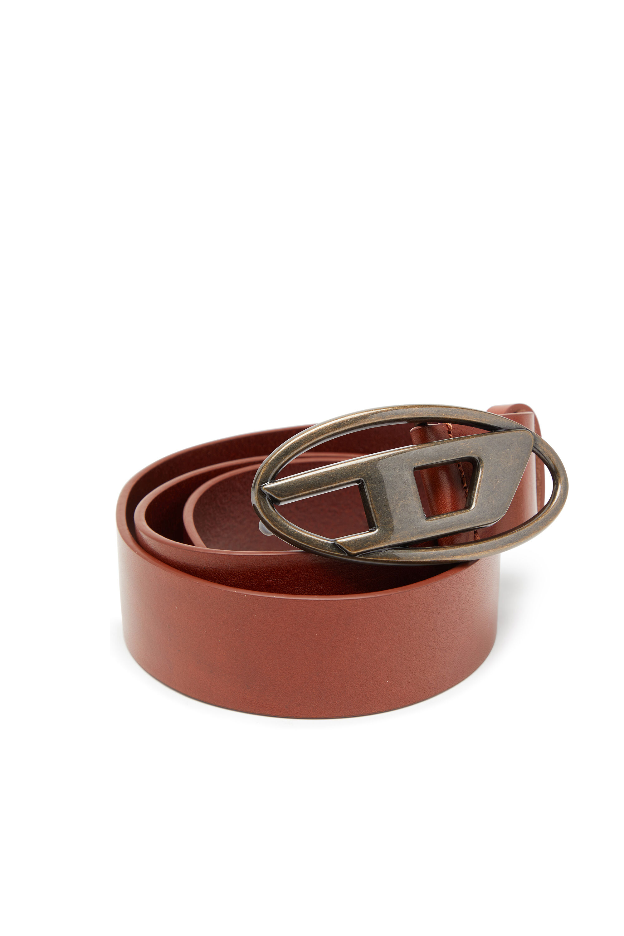 B-1DR: Leather Belt with silver D logo buckle | Diesel