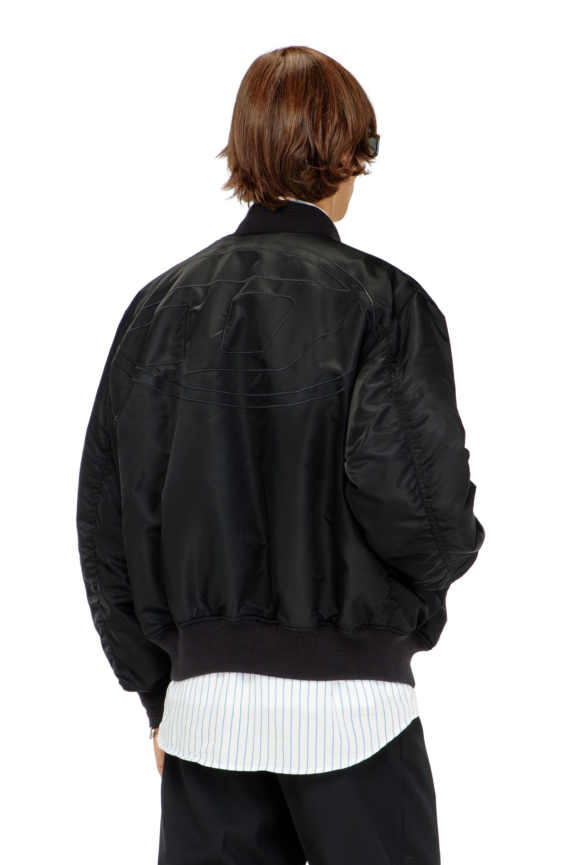 Men's Padded bomber jacket with Oval D embroidery | Black | Diesel TR