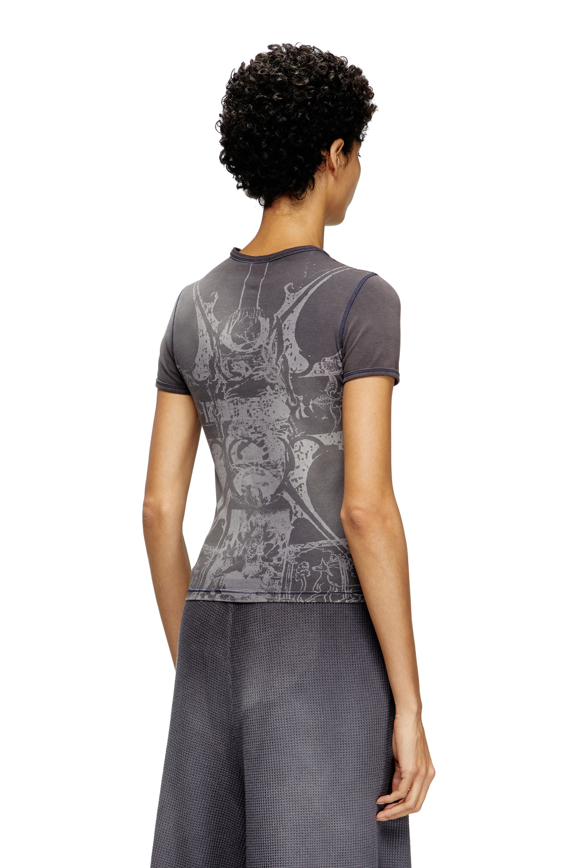 Women's T-shirt with foil print | Black | Diesel