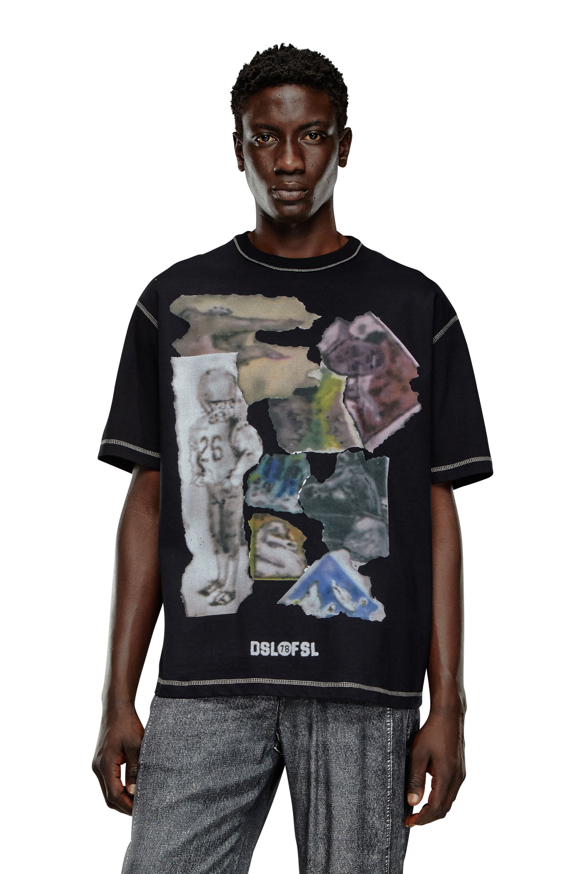 Men's graphic T-shirt with airbrush print | Black | Diesel