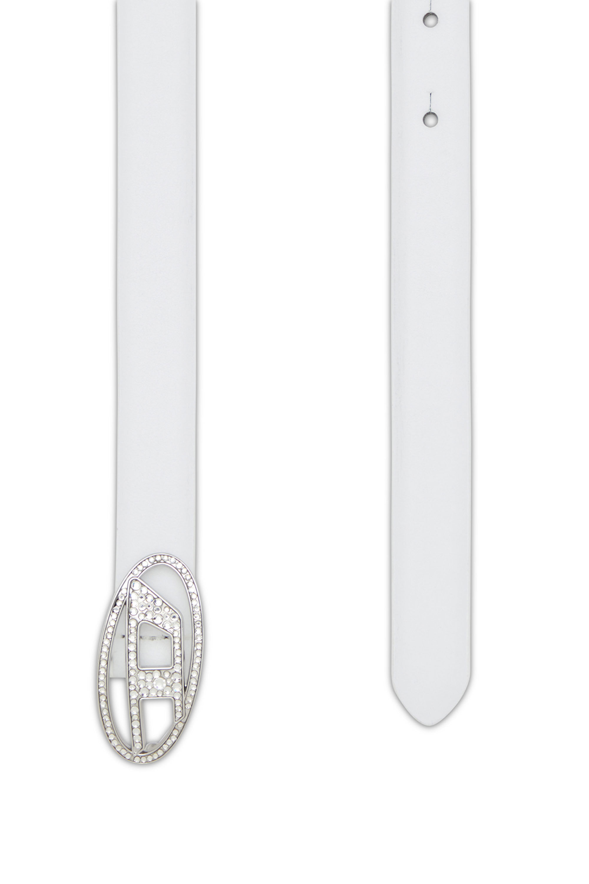 DIESEL B-1dr Strass ベルト ホワイト Women's Rhinestone-embellished leather belt | White | Diesel