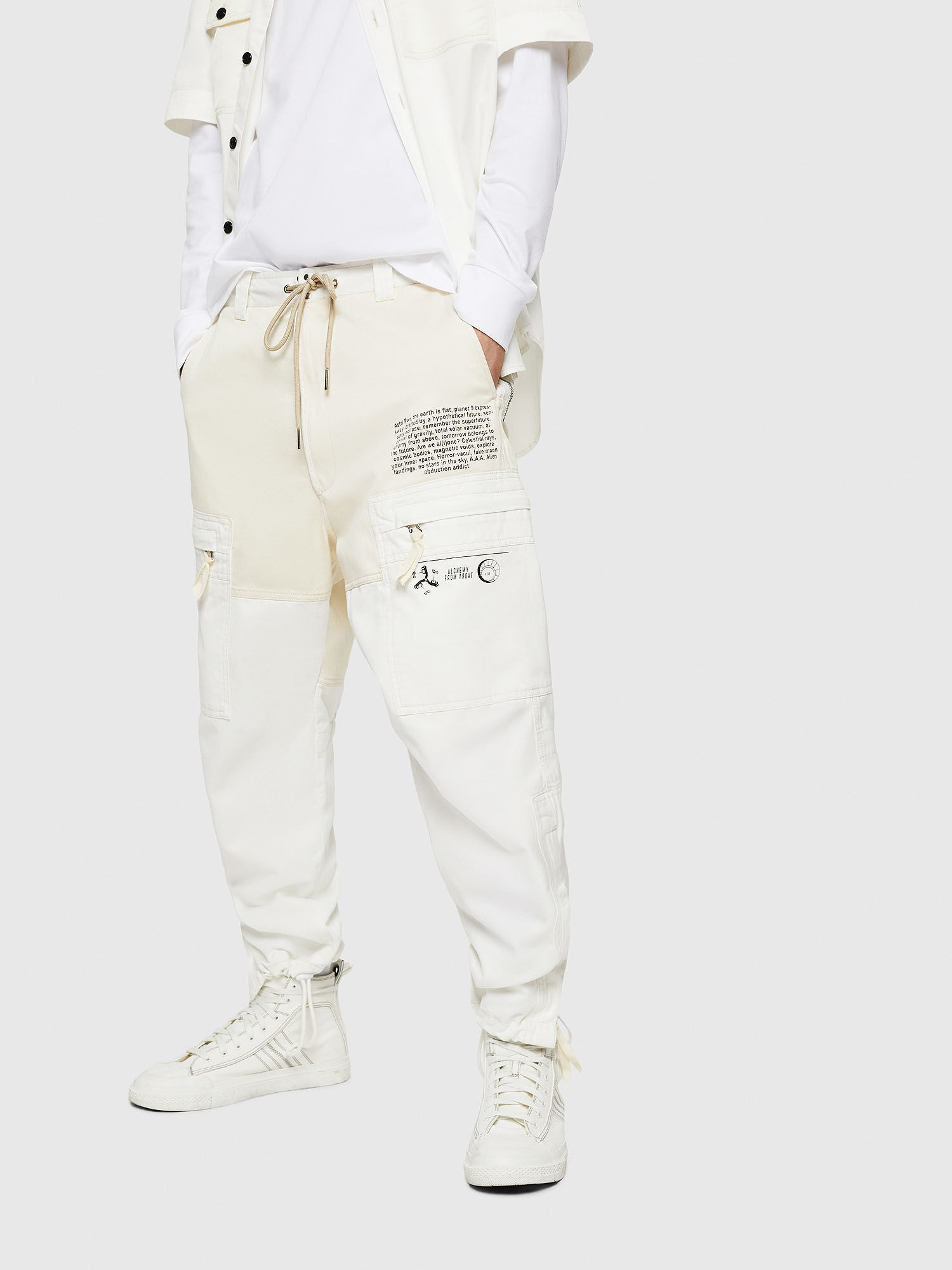 mens all white cargo pants