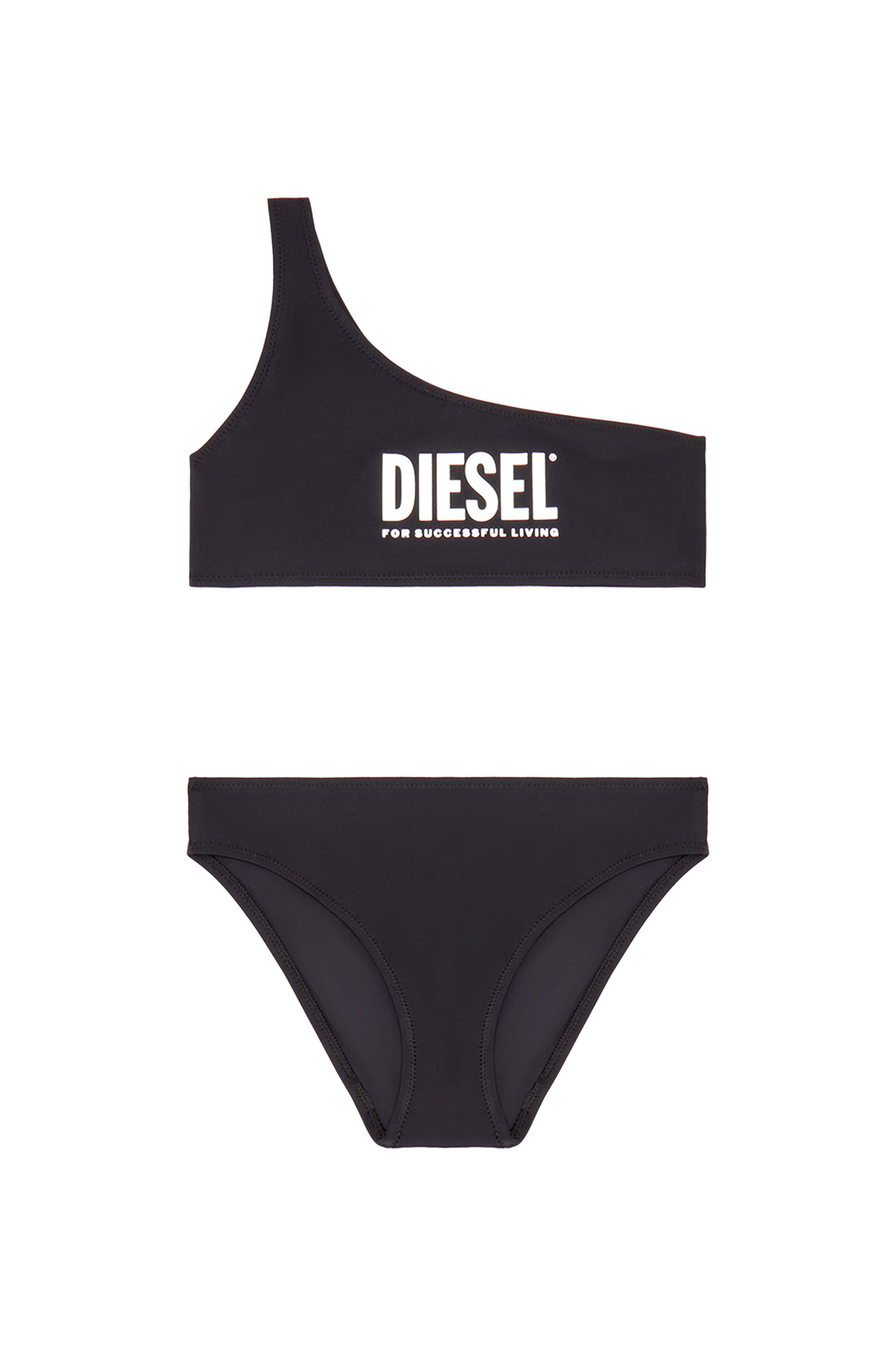 Diesel - MHOLDER, Woman One-shoulder bikini with logo prints in Black - Image 1