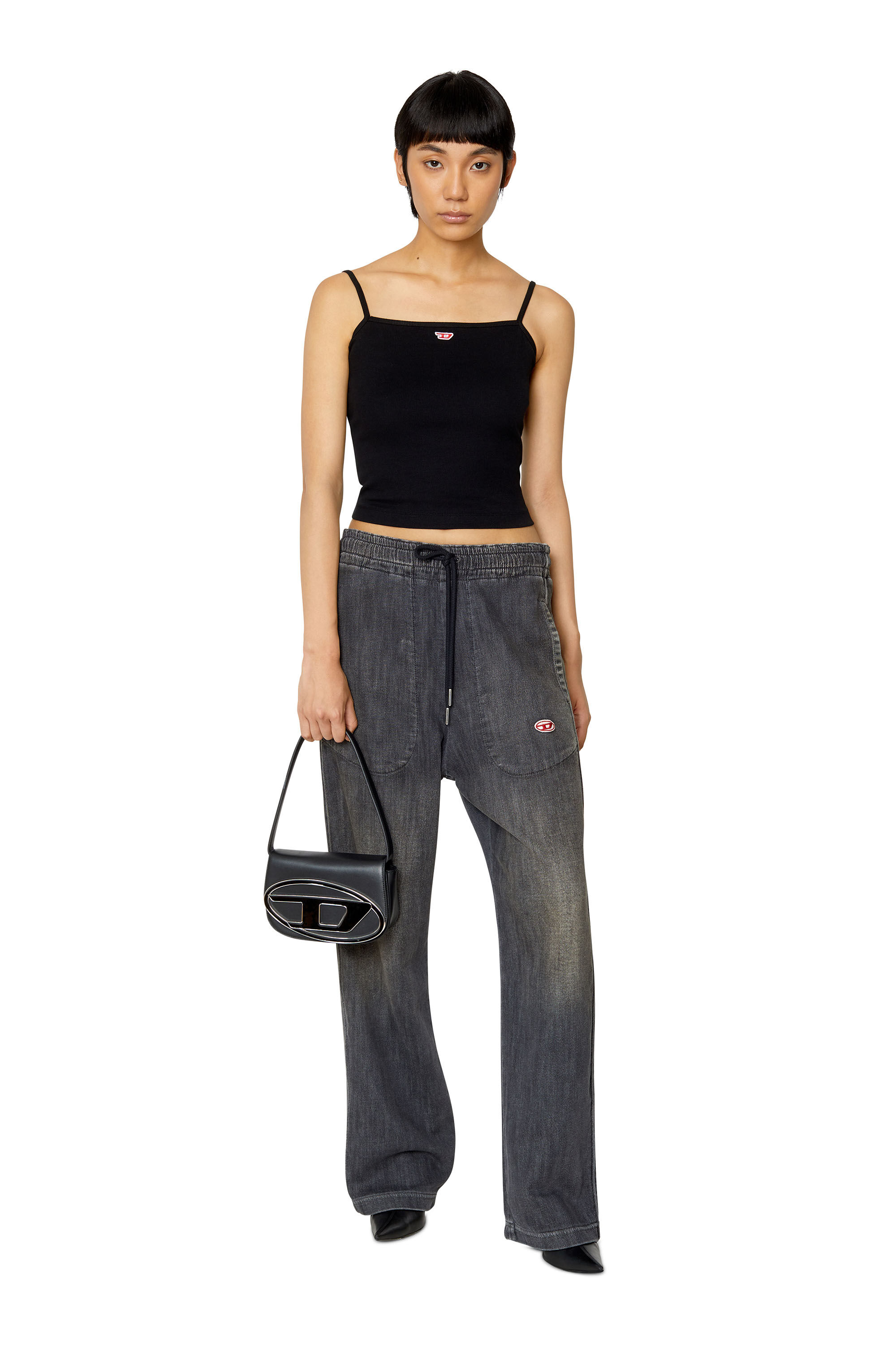 D-MARTIANS TRACK DENIM Woman: Straight Black/grey Baggy Jeans | Diesel