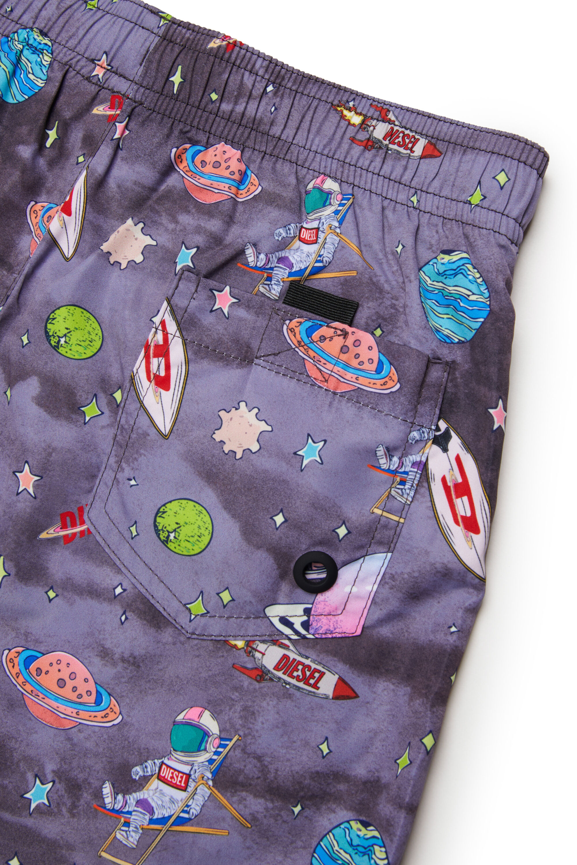 Diesel - MISPACE, Man's Swim shorts with all-over space print in Black/Violet - 4