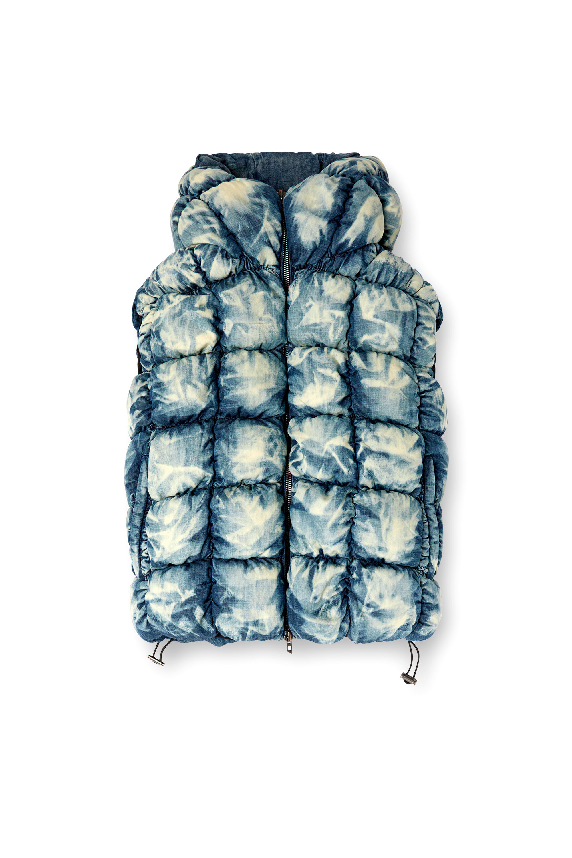 Women's Tie-dyed denim puffer vest | Blue | Diesel