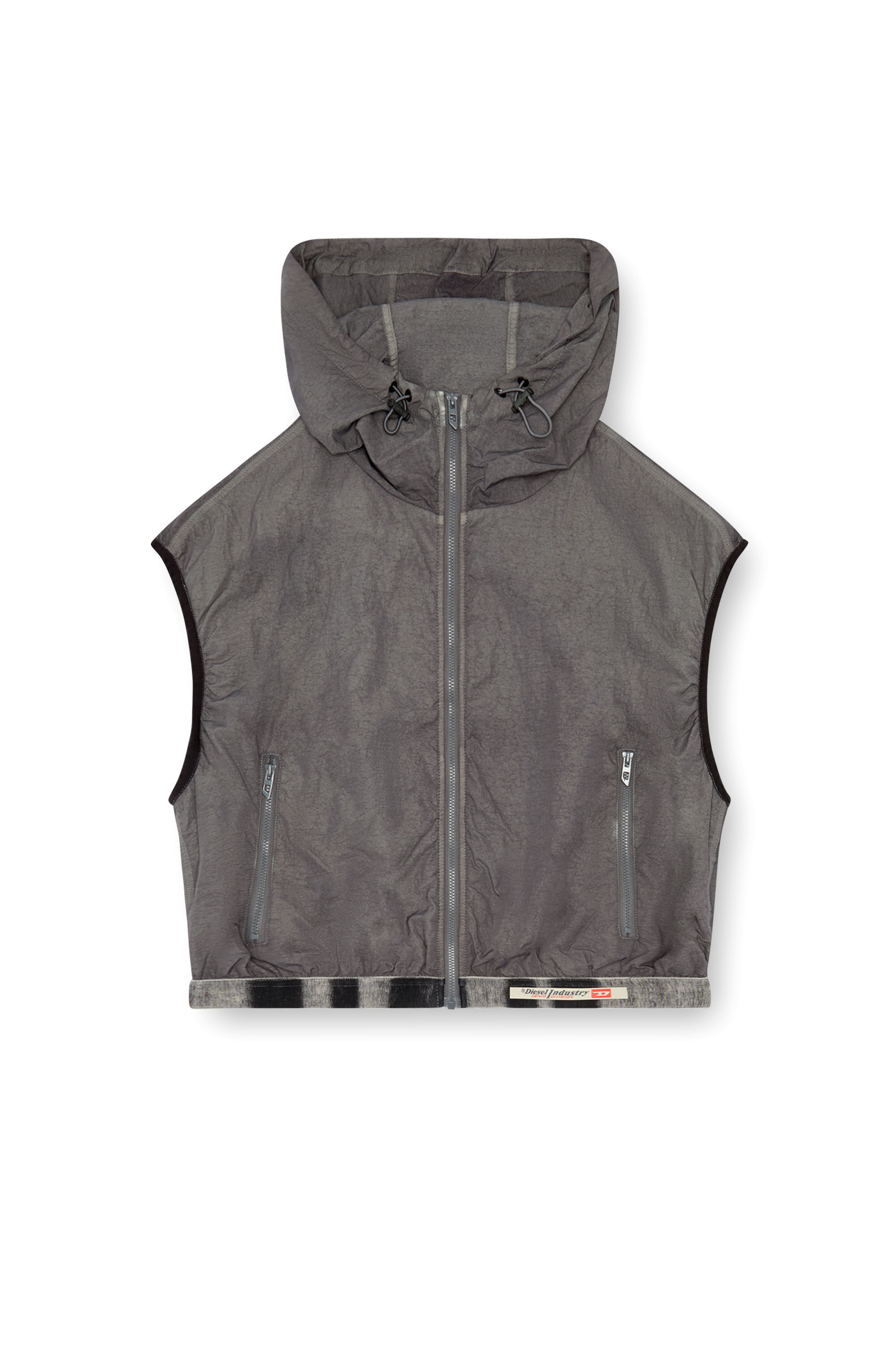Women's Hooded vest in recycled nylon | Grey | Diesel Women's Hooded vest in recycled nylon | Grey | Diesel