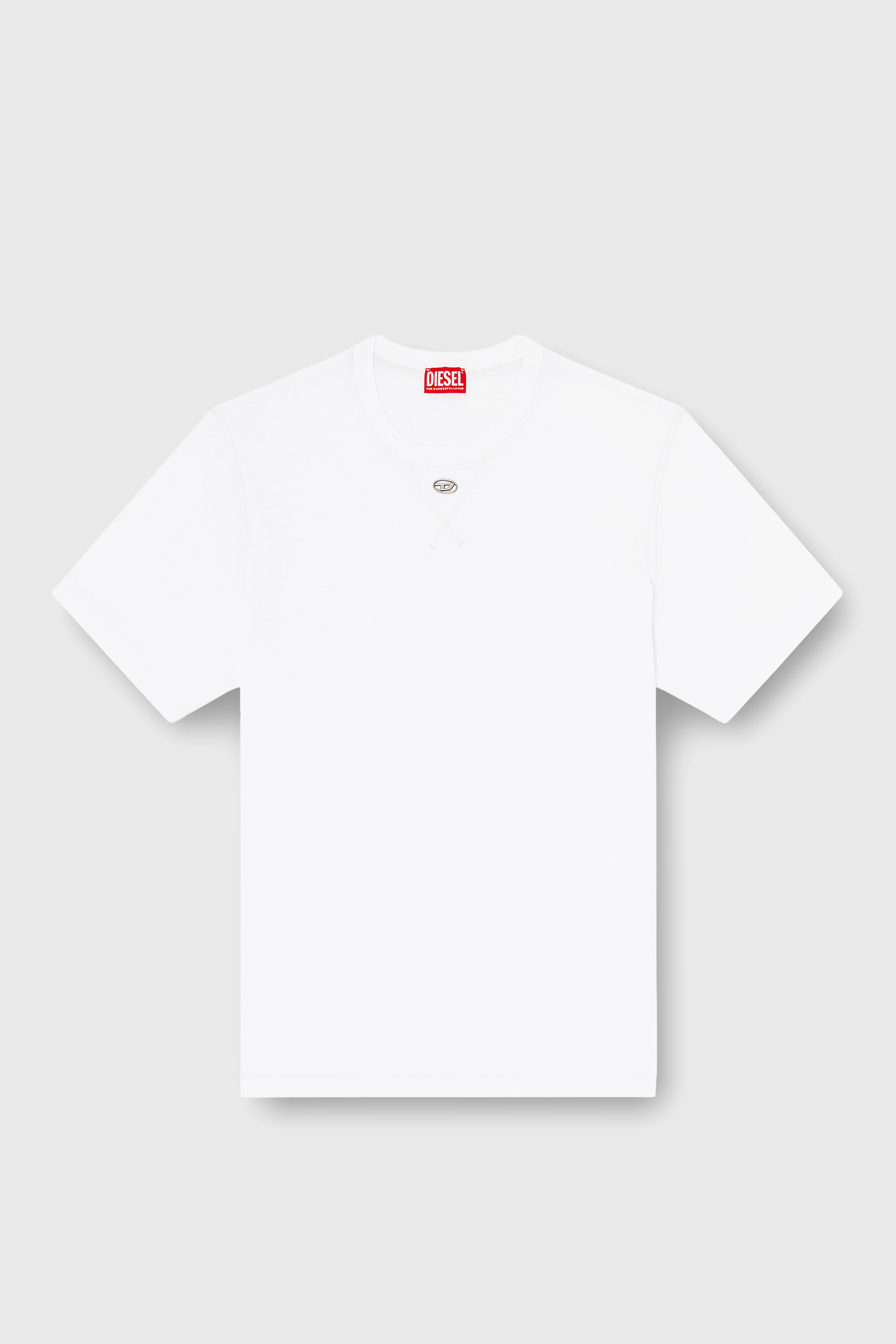 Men's Regular T-shirt with crew neck and Oval D | White | Diesel TR