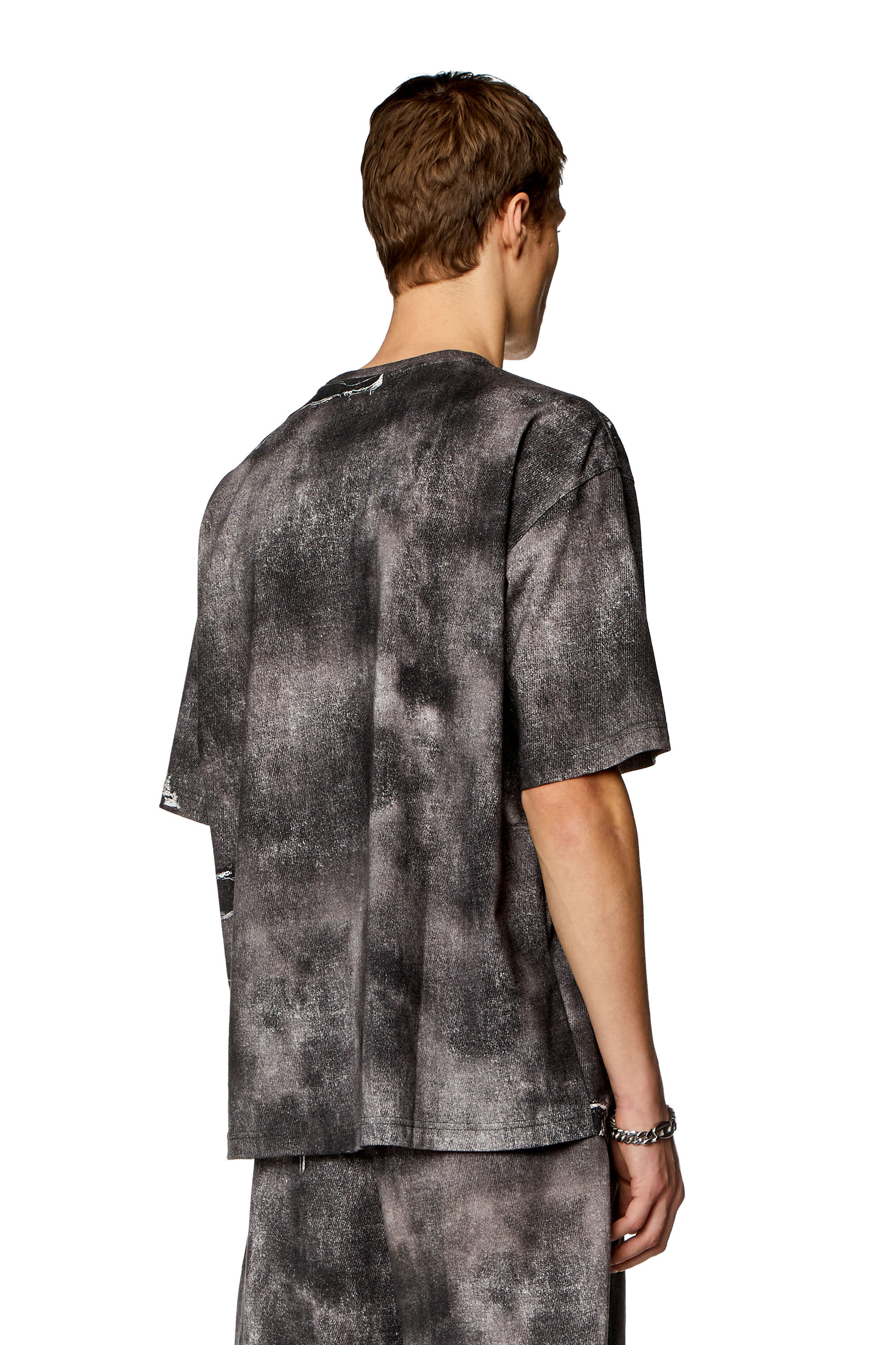 Men's oversized T-shirt with Denim print | Black | Diesel