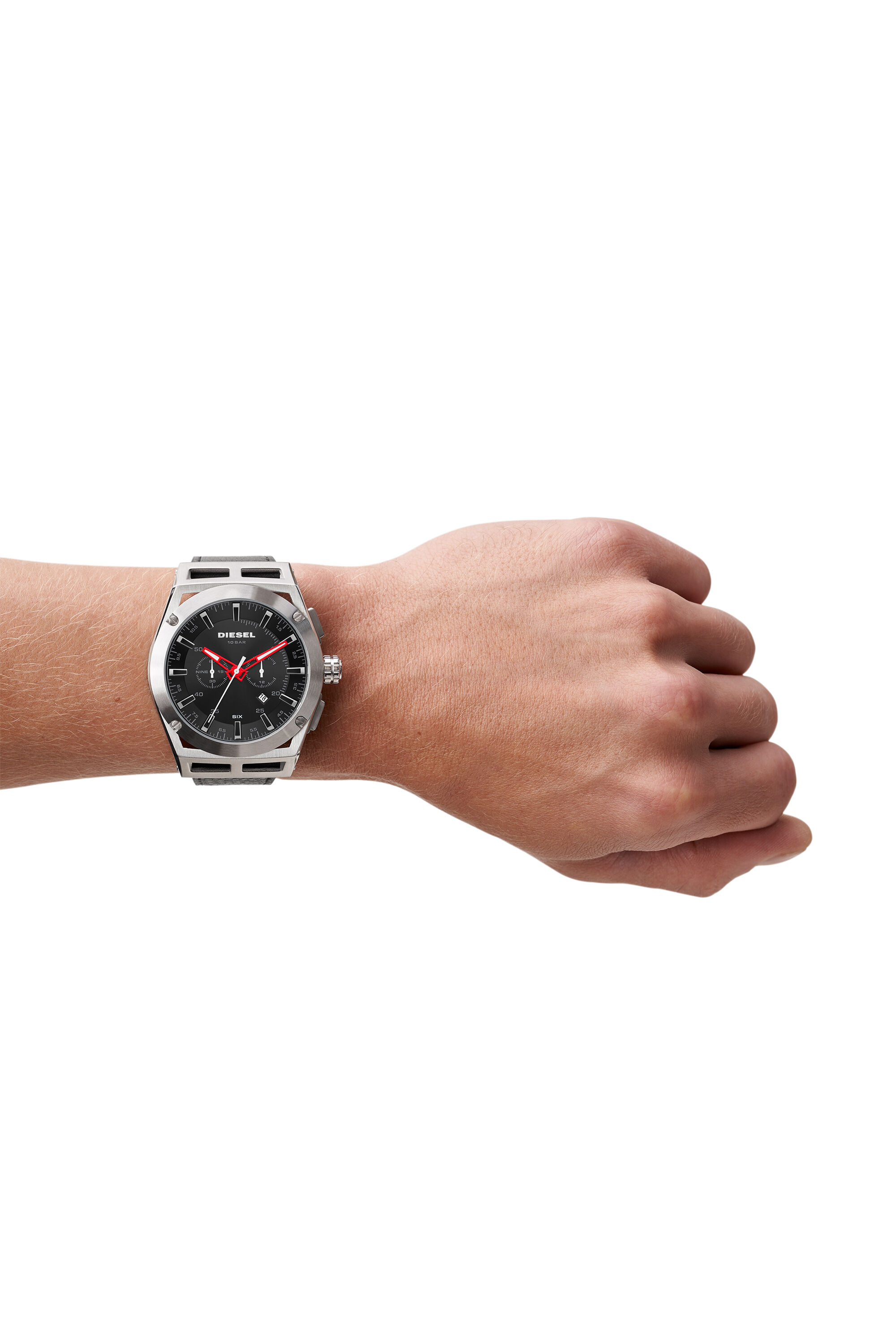 DZ4543 Man: Timeframe chronograph black leather watch | Diesel | Quarzuhren