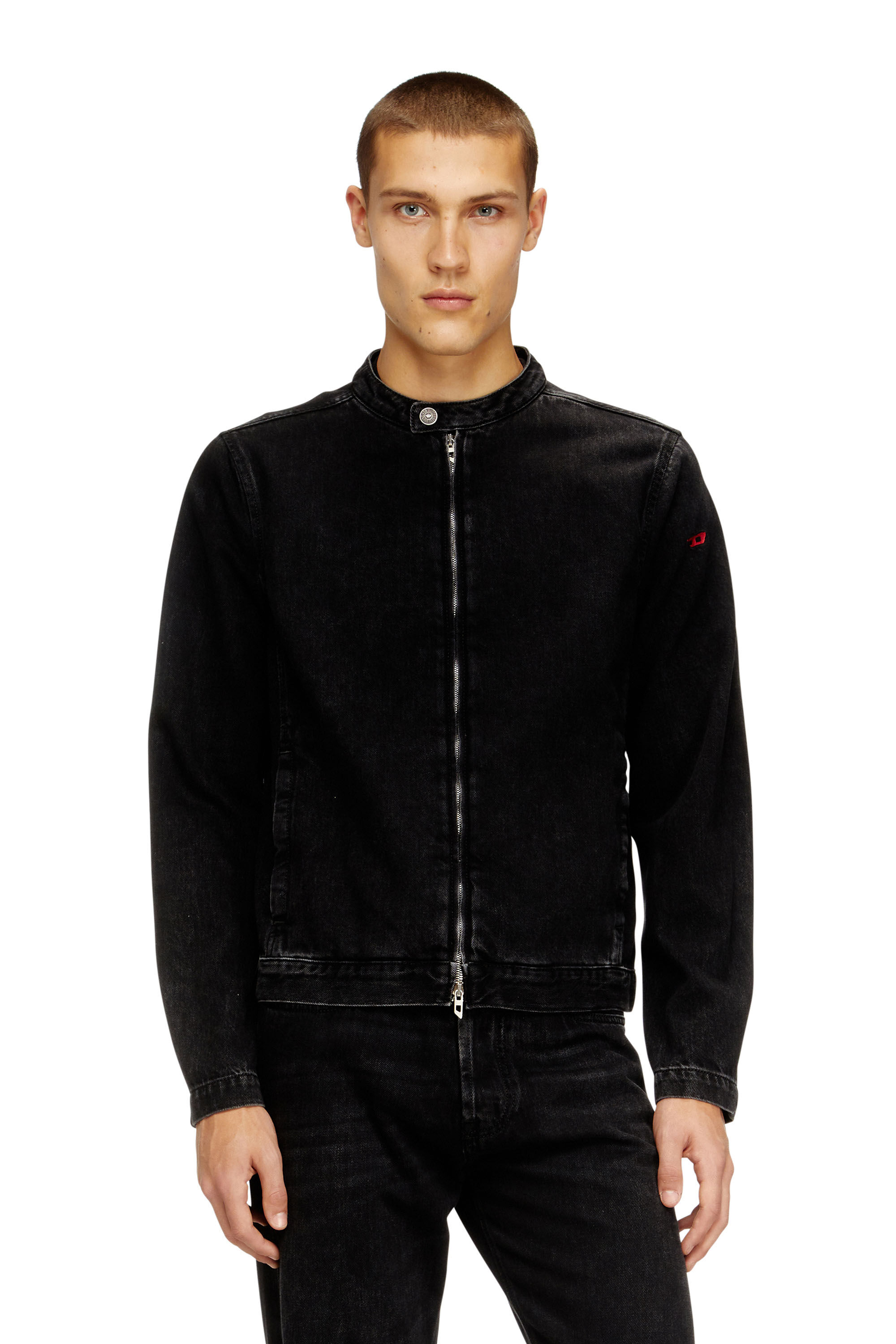 ジャケット・アウター DIESEL Gimmick Black Nylon Riders Jacket Men's Moto jacket in clean-wash denim | Black | Diesel TR
