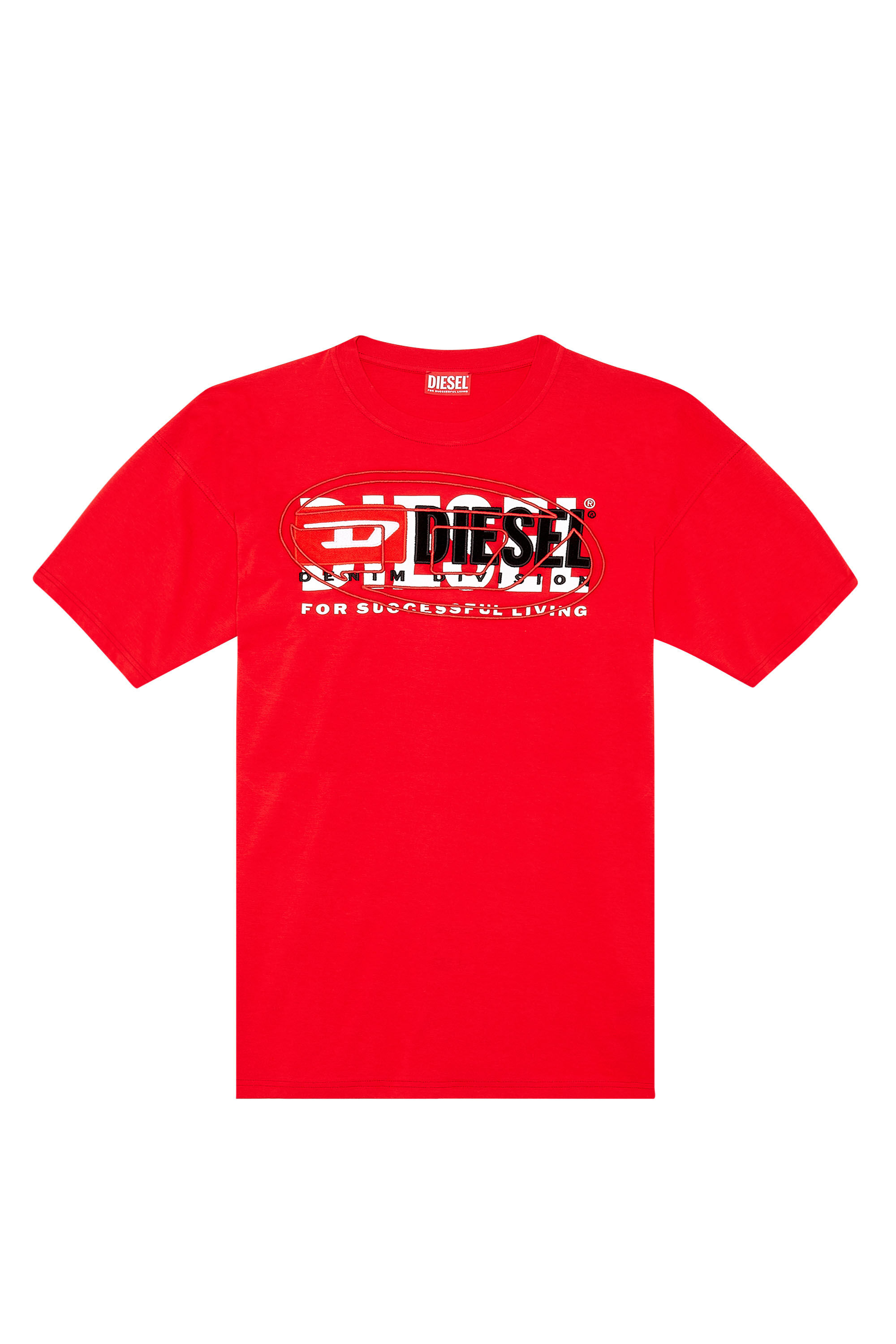 Men's T-shirt with layered logos | Red | Diesel Men's T-shirt with layered logos | Red | Diesel