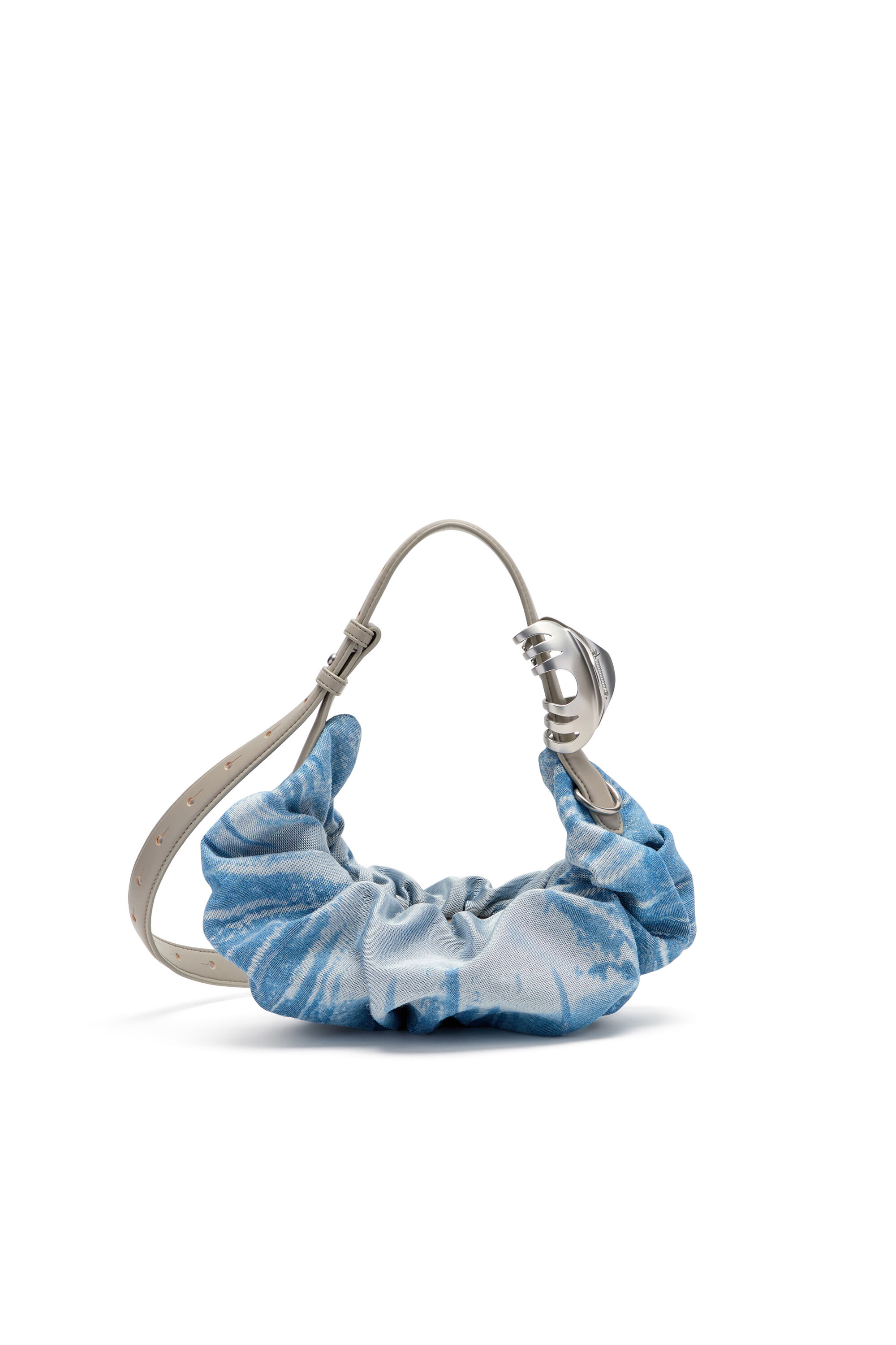 Women's Grab-D-Small scrunched hobo bag in satin denim | Blue