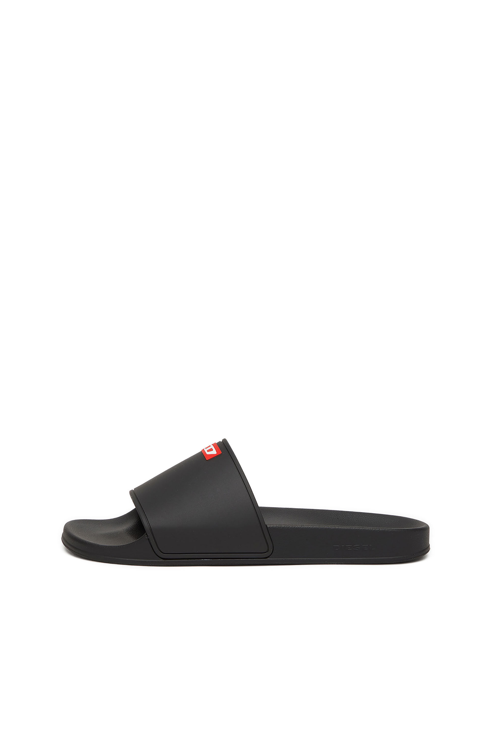 Men's Sa-Swim-Rubber pool slides with D logo | Black | Diesel