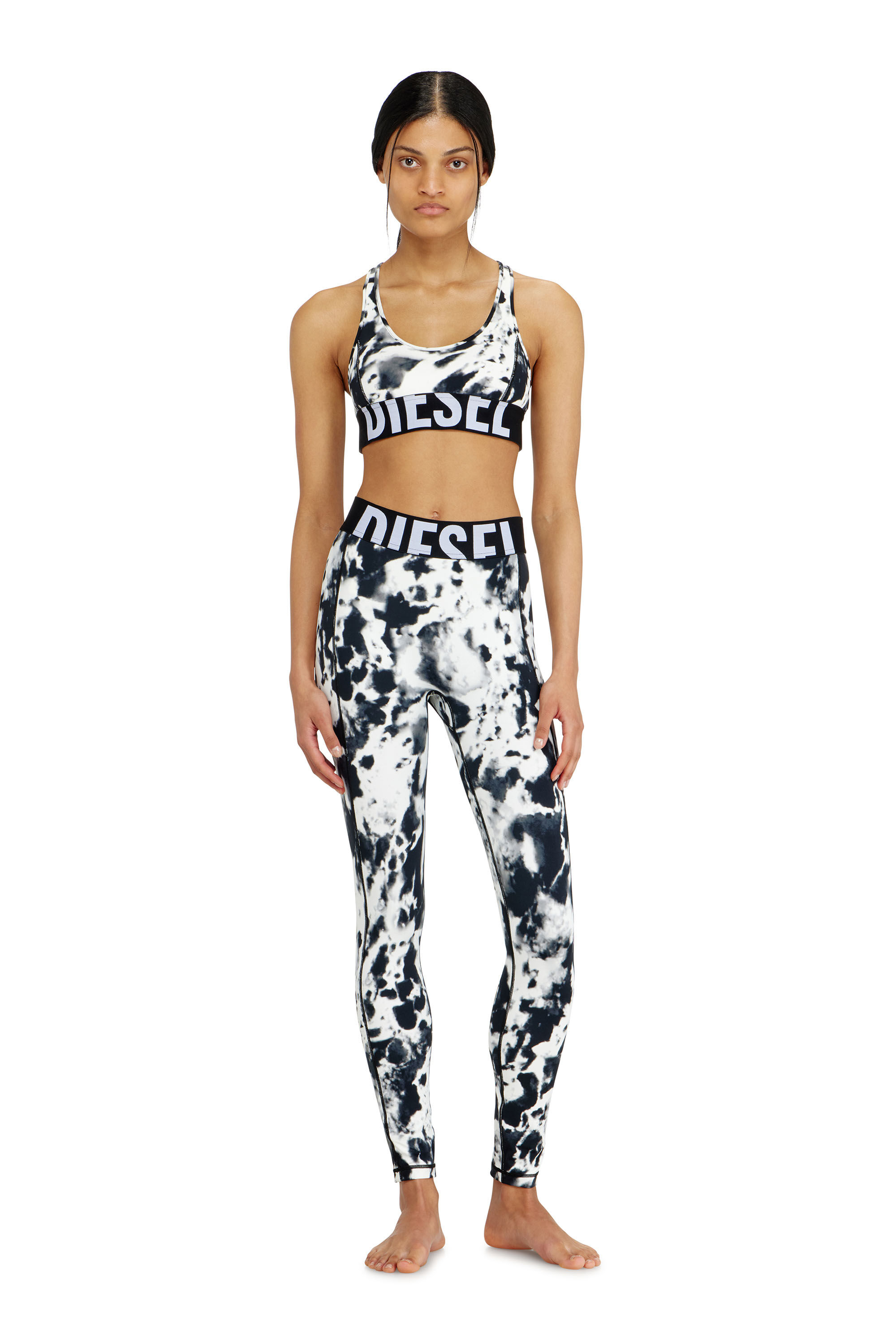 Diesel - ALLISON-D-POP, Woman's Sports bra in printed microfibre in White/Black - 1