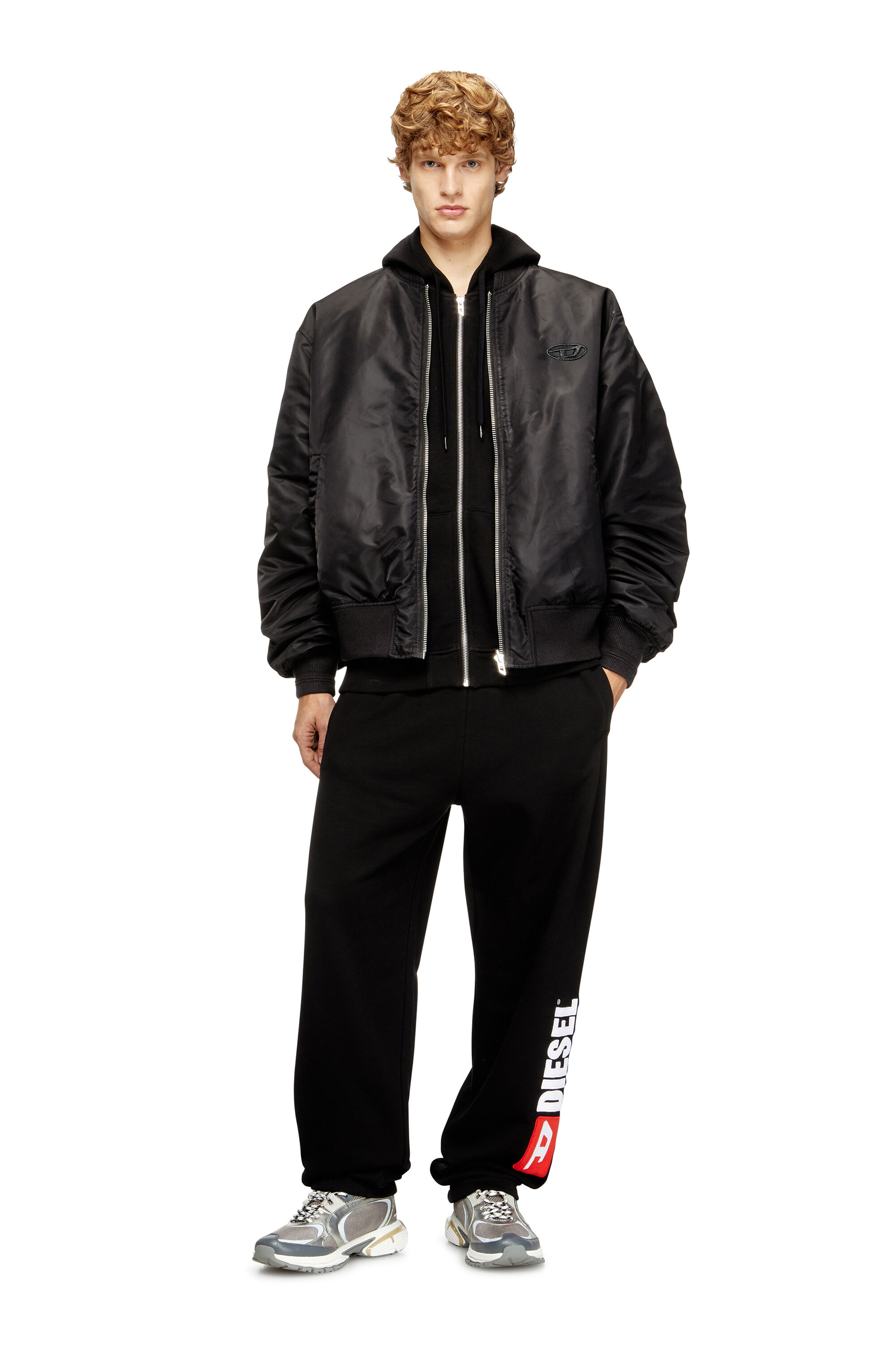 Men's Padded bomber jacket with Oval D embroidery | Black | Diesel