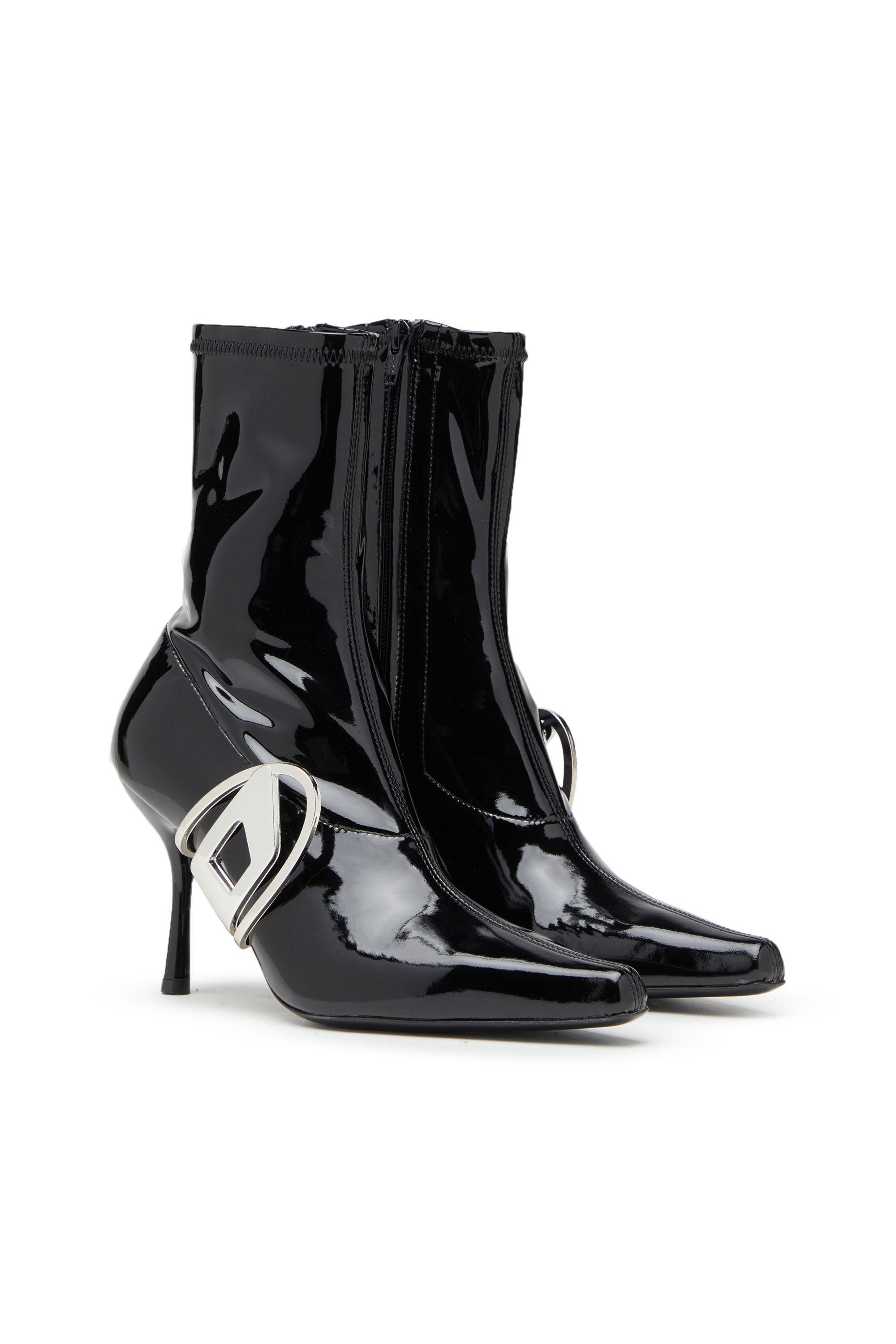 Patent leather flat boots online