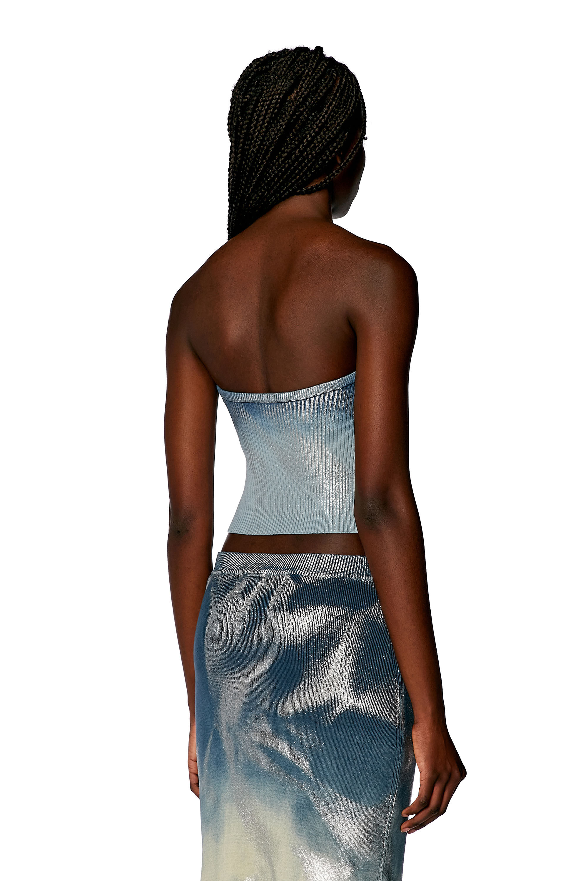 Women's Knit tube top with metallic effects
