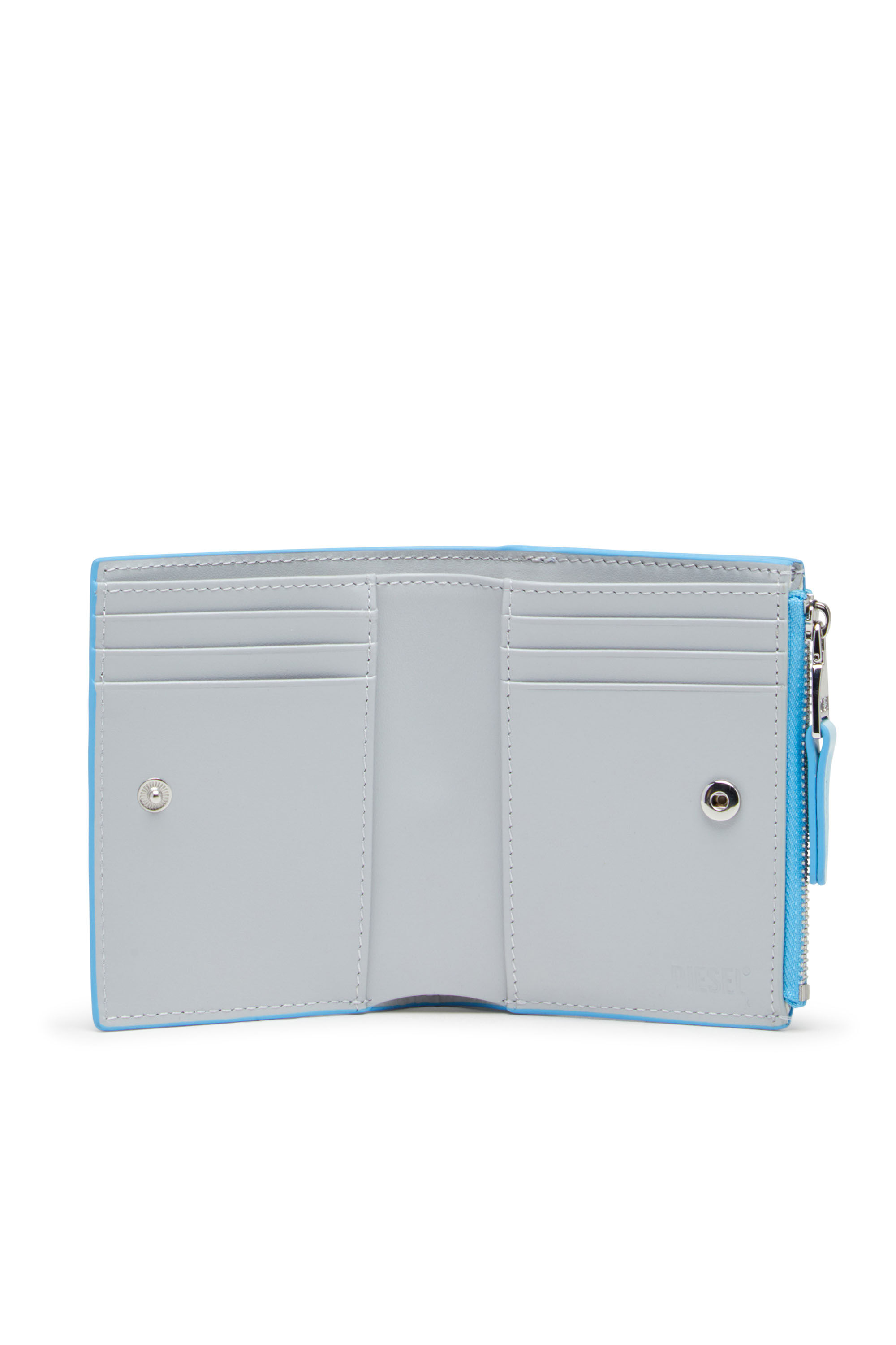 DIESEL☆ Small wallet in printed glossy PU ライトブルー Women's Small wallet in printed glossy PU | Blue | Diesel