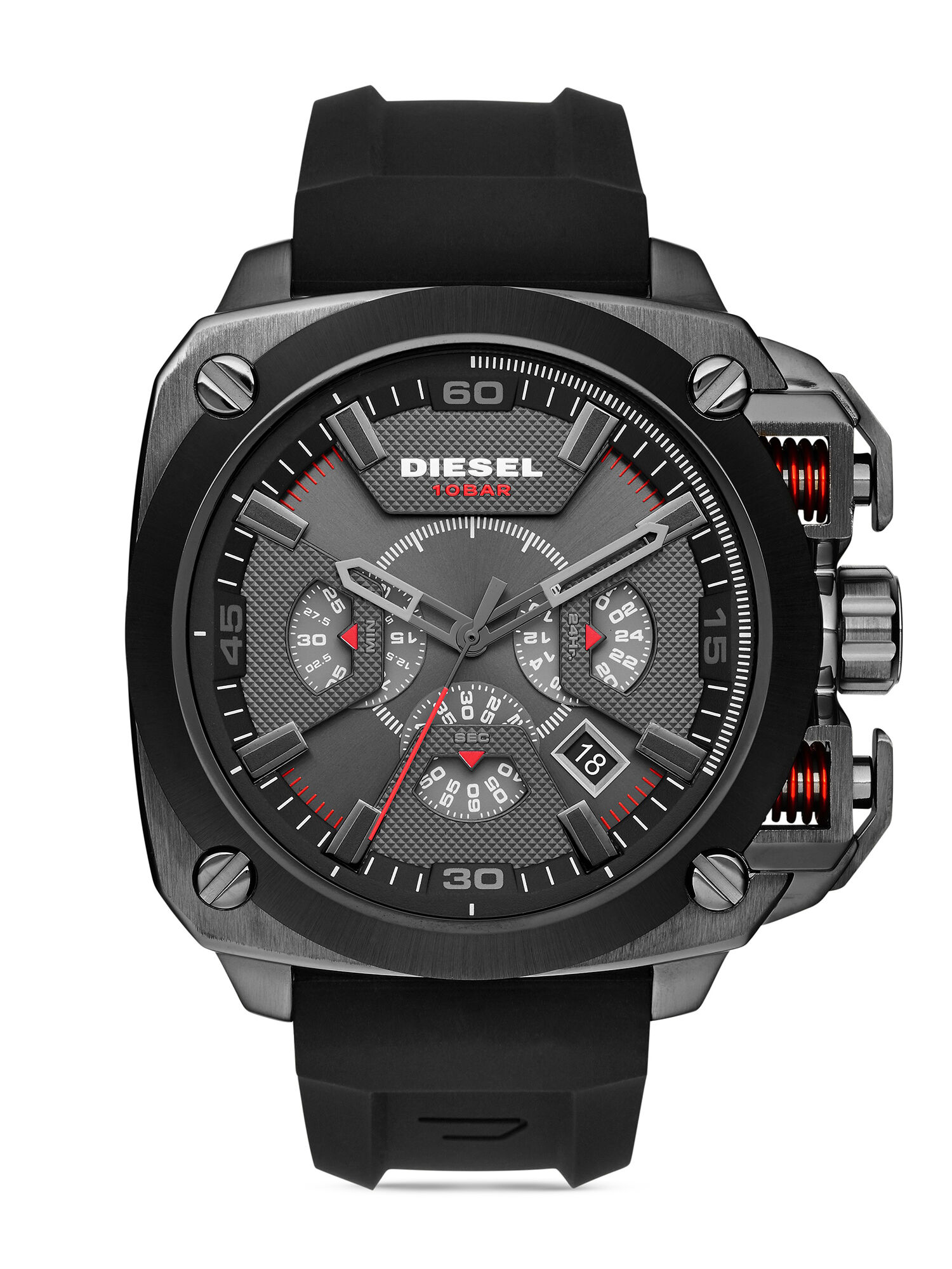 Men's Bamf Chronograph Black Silicone Watch | Black | Diesel