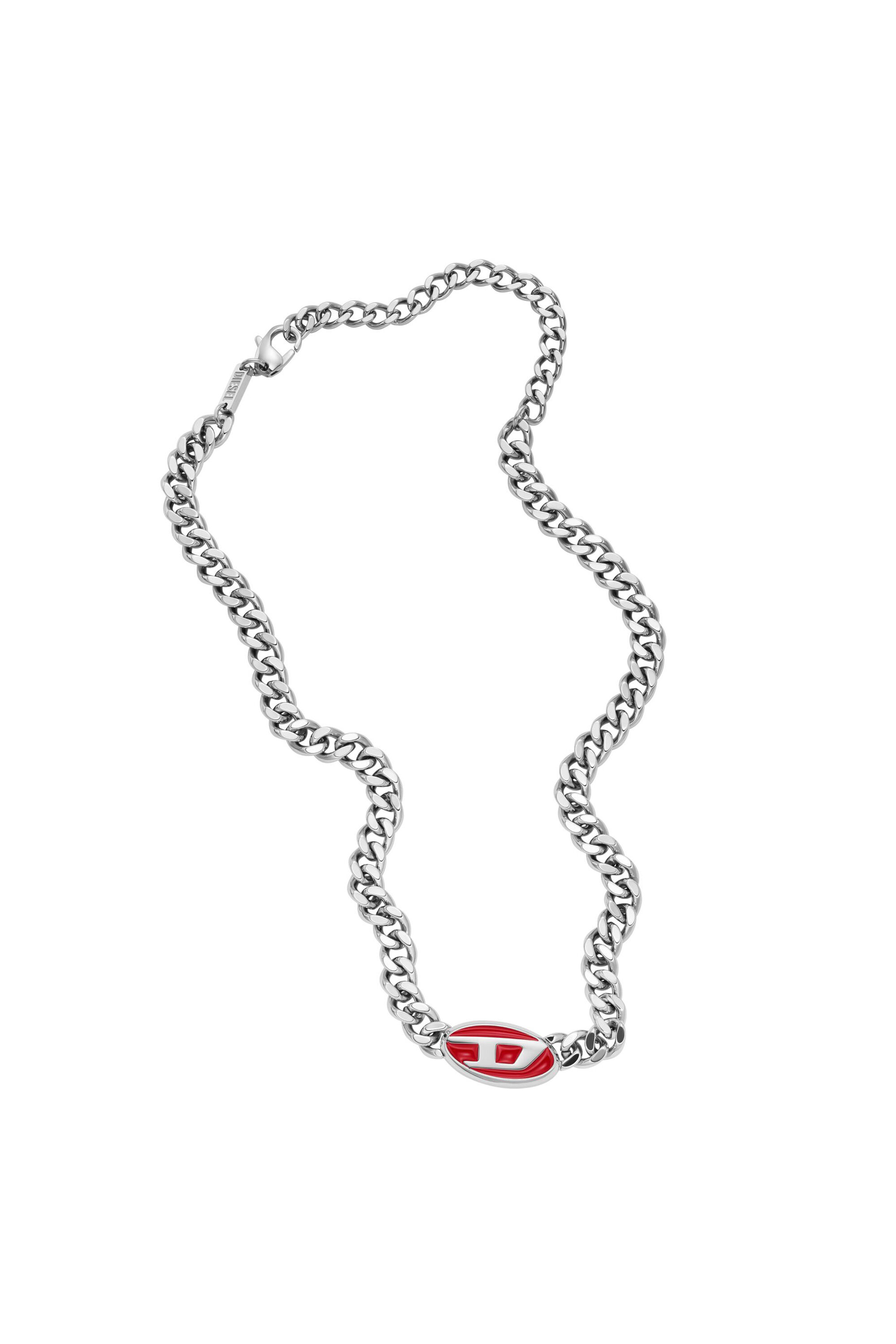 Women's Red enamel chain necklace | Silver | Diesel