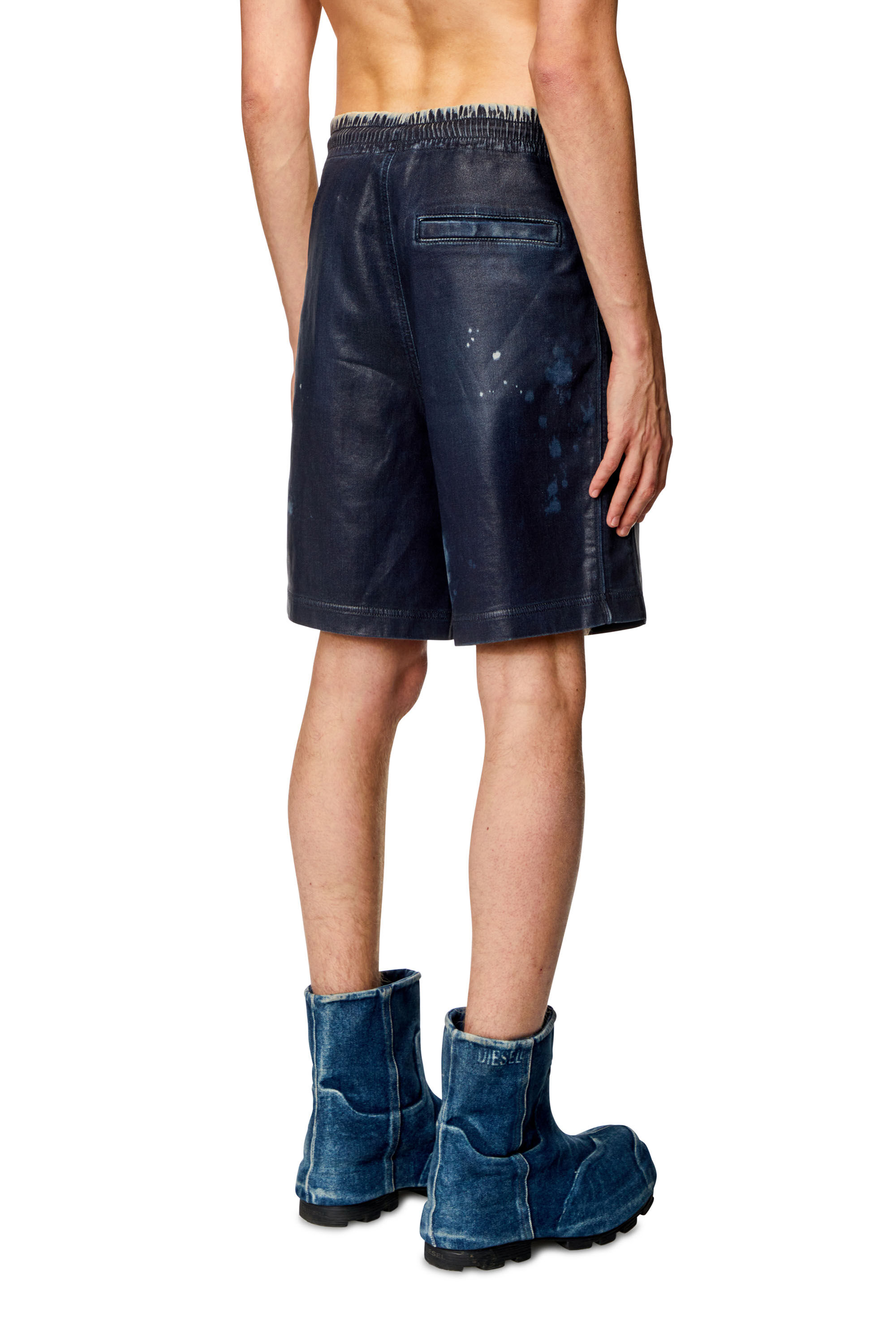 Diesel - D-BOXY-S TRACK, Man's Shorts in coated Track Denim in Dark Blue - 4