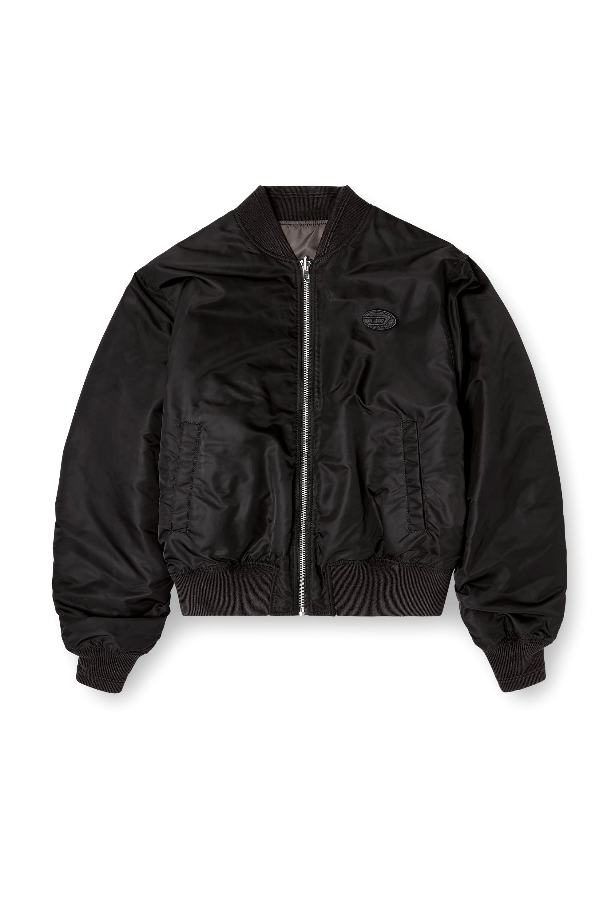 Men's Padded bomber jacket with Oval D embroidery | Black | Diesel TR