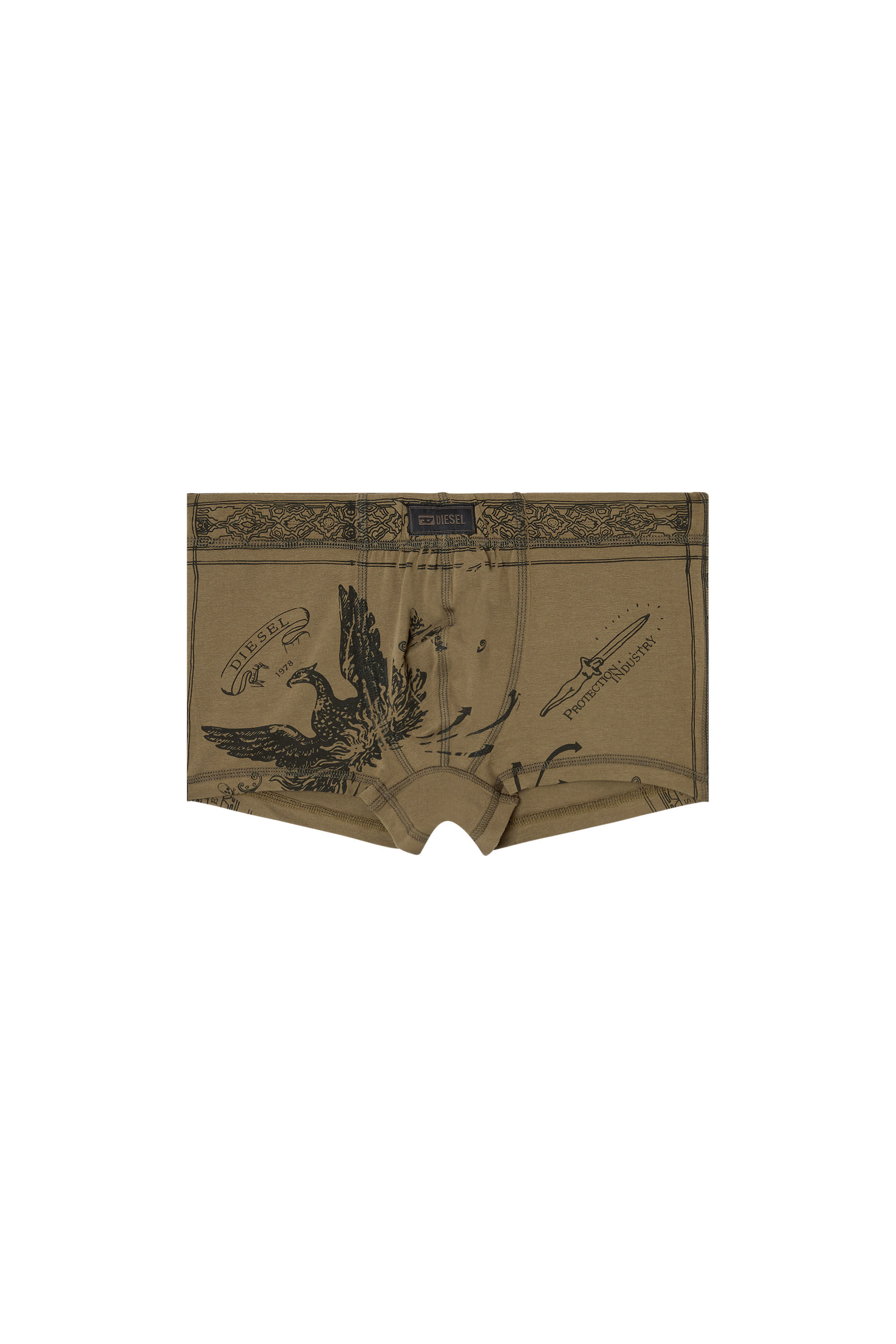 Diesel - DAMIEN-UTLT, Man's Boxer briefs with Phoenix print in Military Green - 4