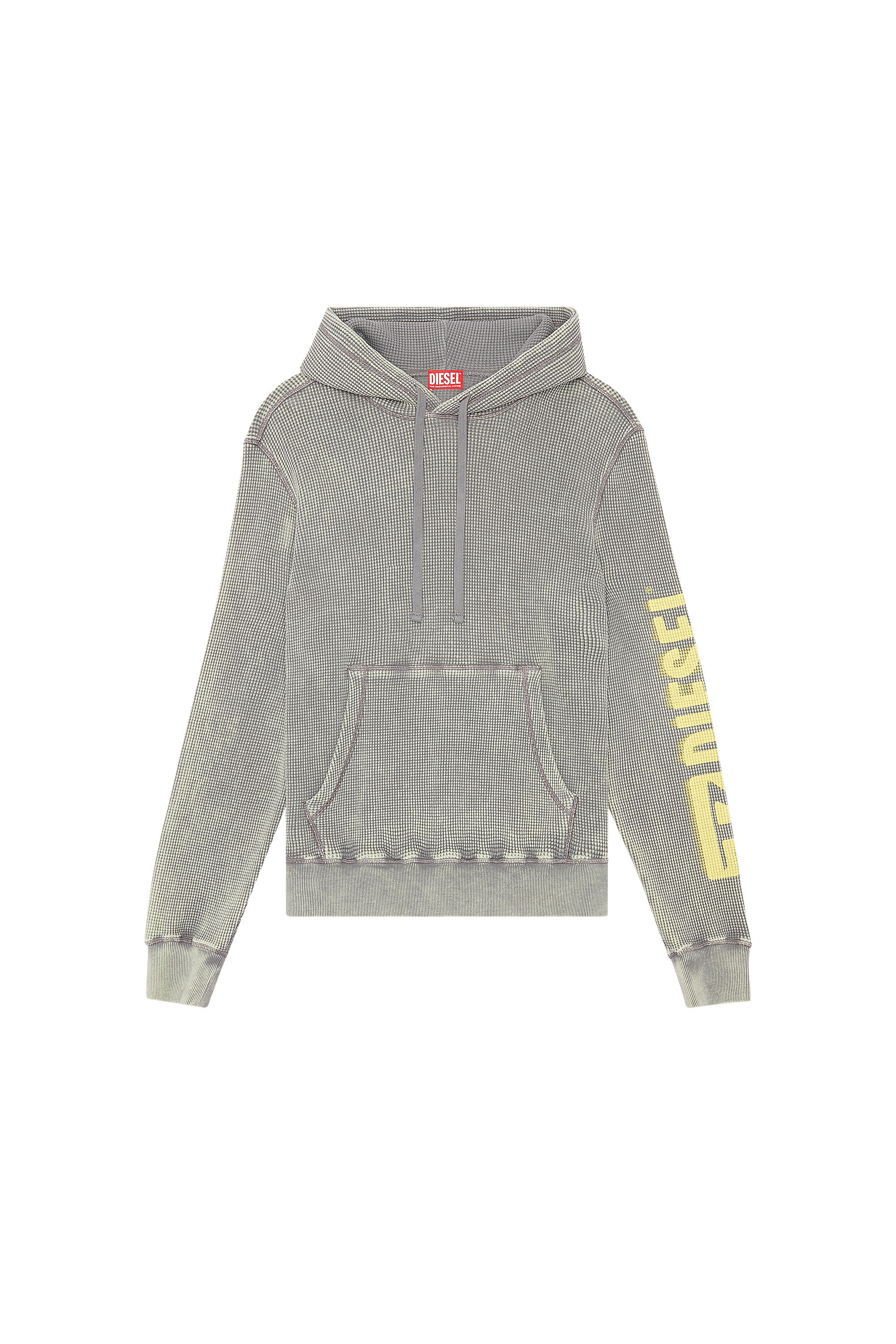 Men's Hoodie in macro-waffle jersey | Grey | Diesel TR