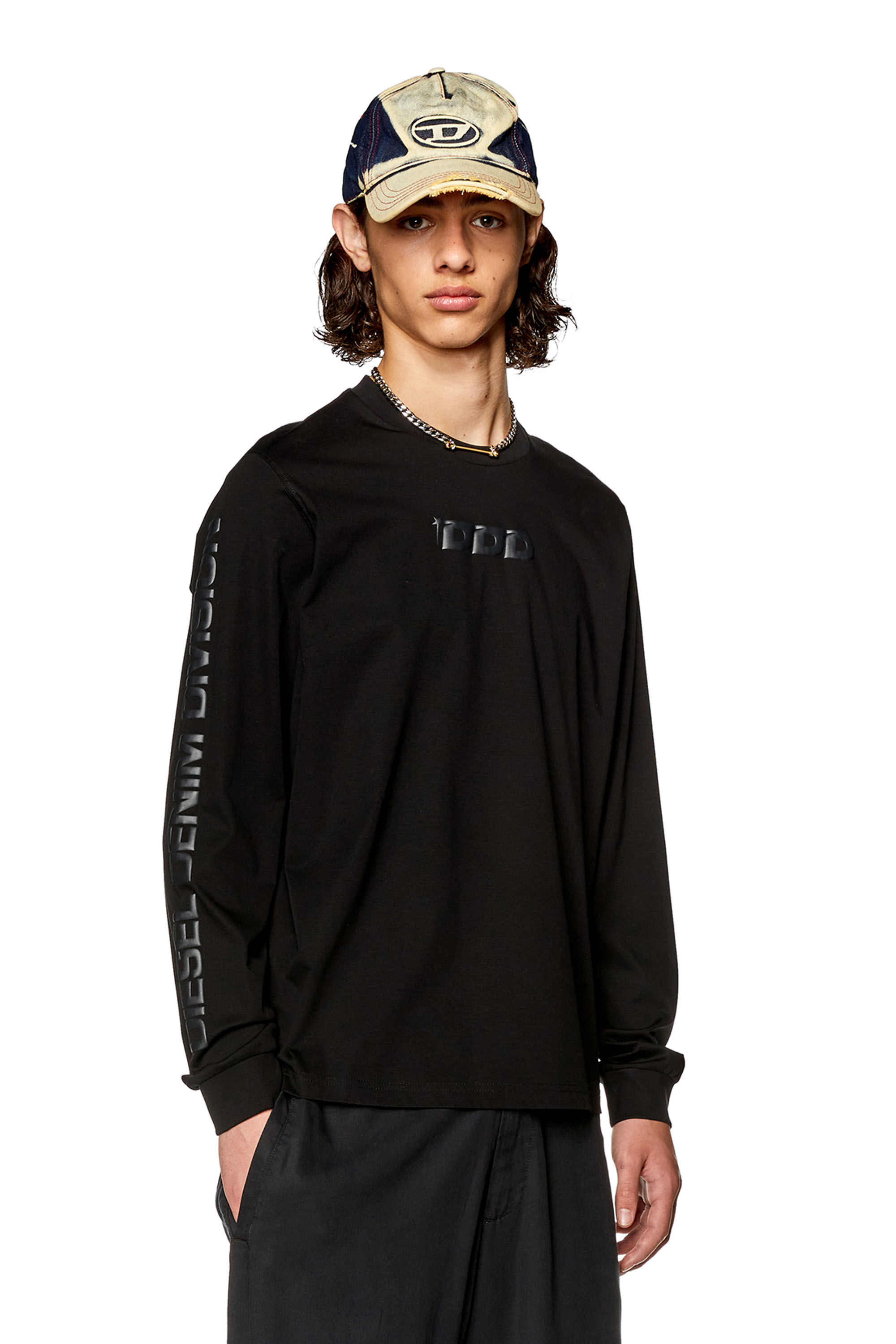 Men's T-shirt with DDD puff print | Black | Diesel TR