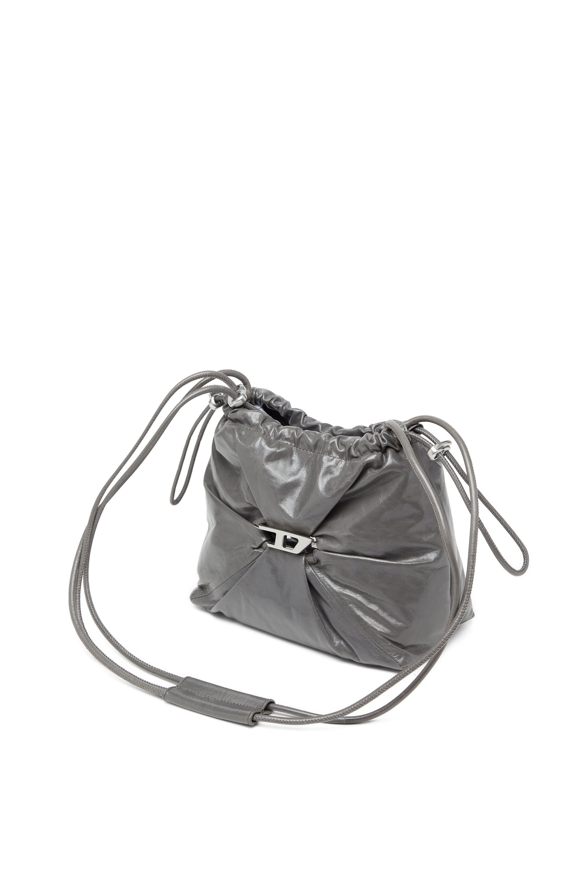 高評価レビュー Women's Scrunch-D-Bucket bag in shiny wrinkled leather バッグ