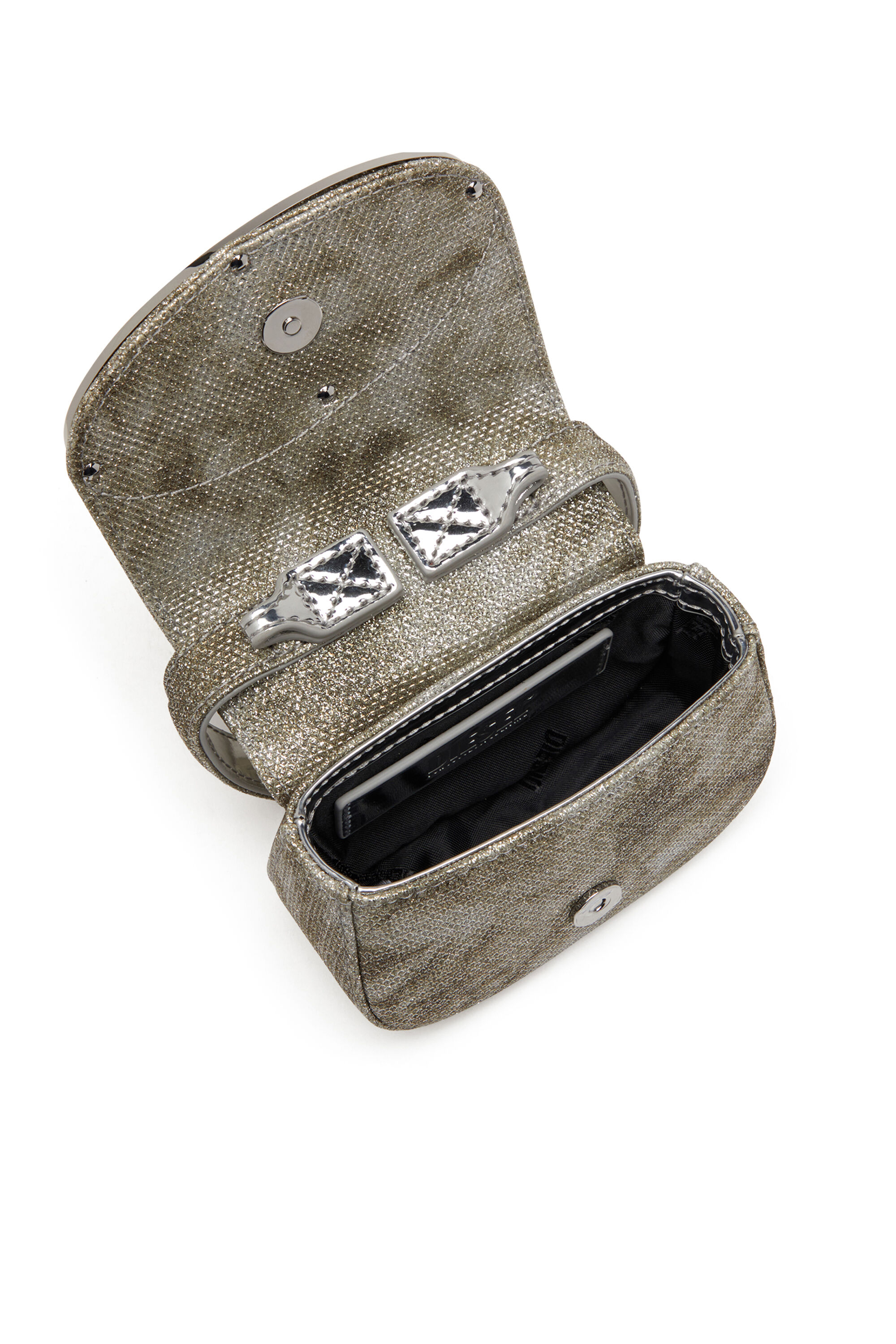 Diesel - 1DR XS, Woman's 1DR Xs-Iconic mini bag in shimmer fabric in Military Green - 5