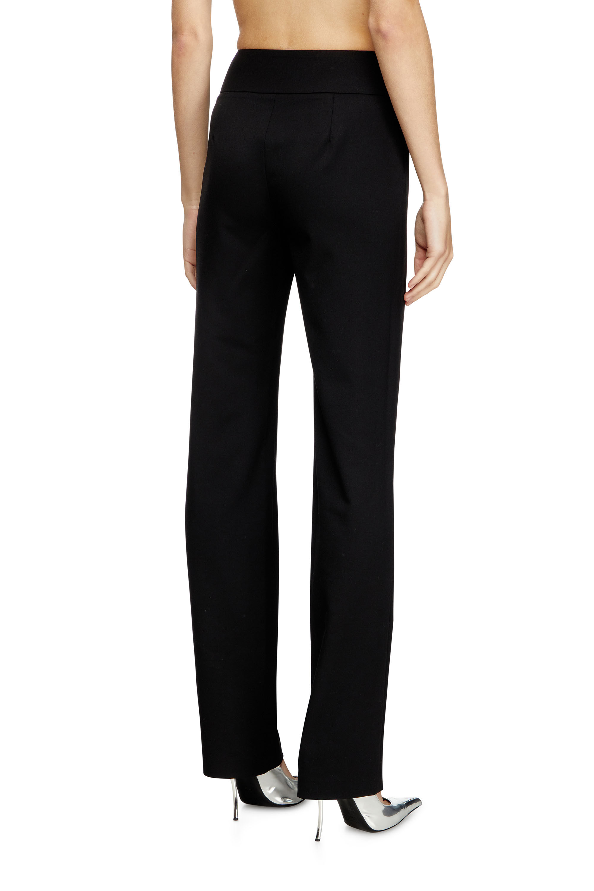 Women's High waisted wool twill pants | Black | Diesel