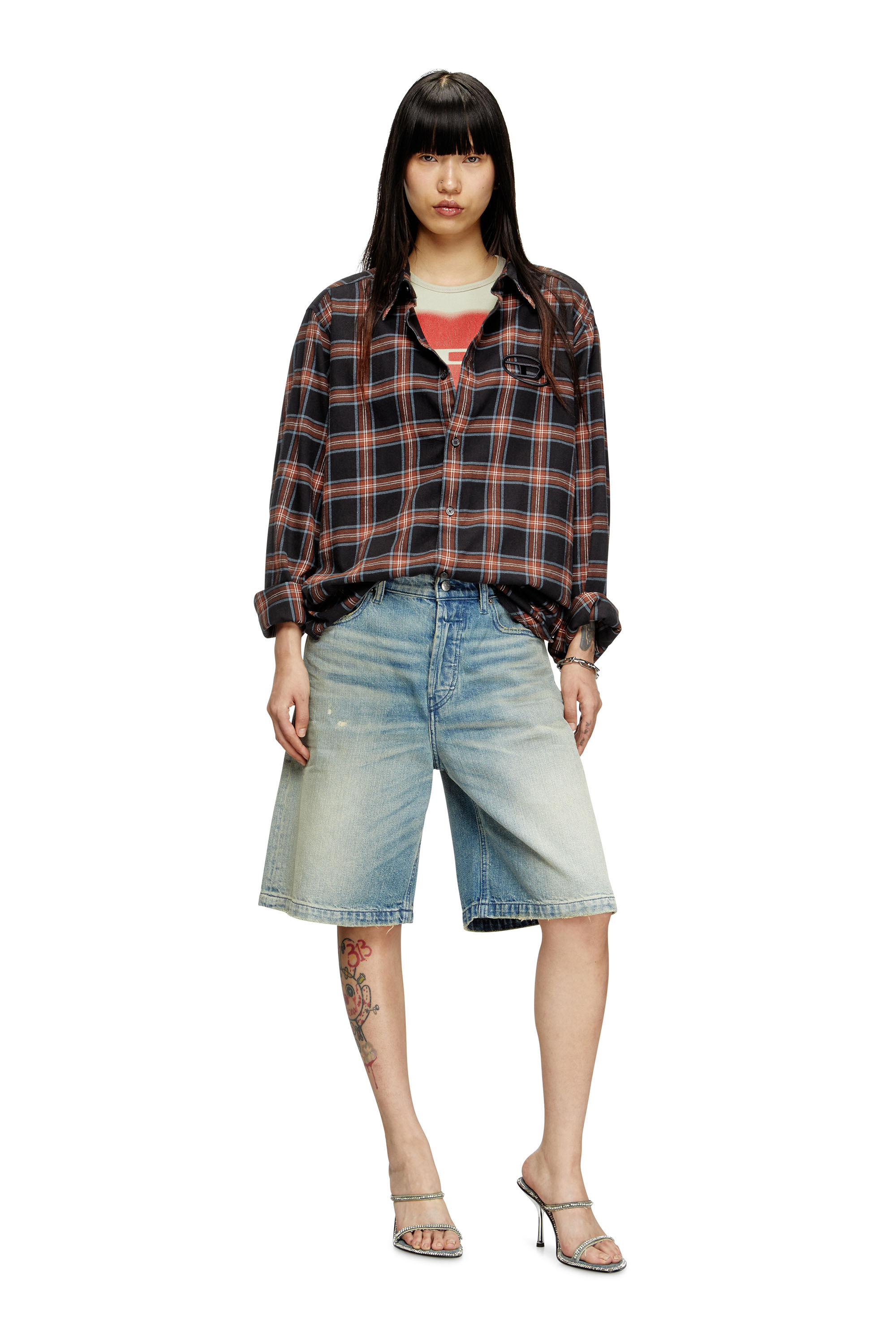 Women's Shorts in worn-effect denim | Blue | Diesel